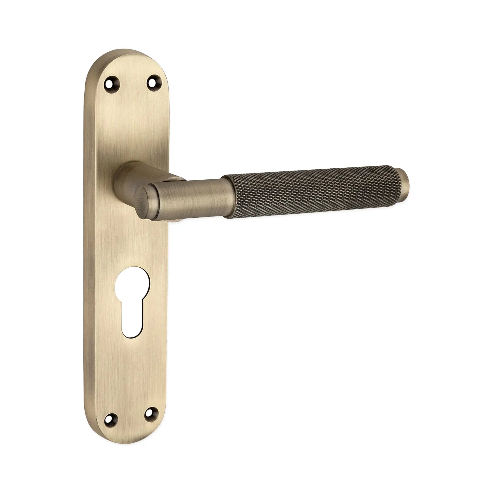 Connaught Knurled Lever on Backplate Euro Matt Antique Spira