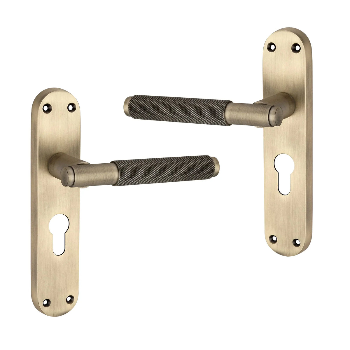 Connaught Knurled Lever on Backplate Euro Matt Antique Spira
