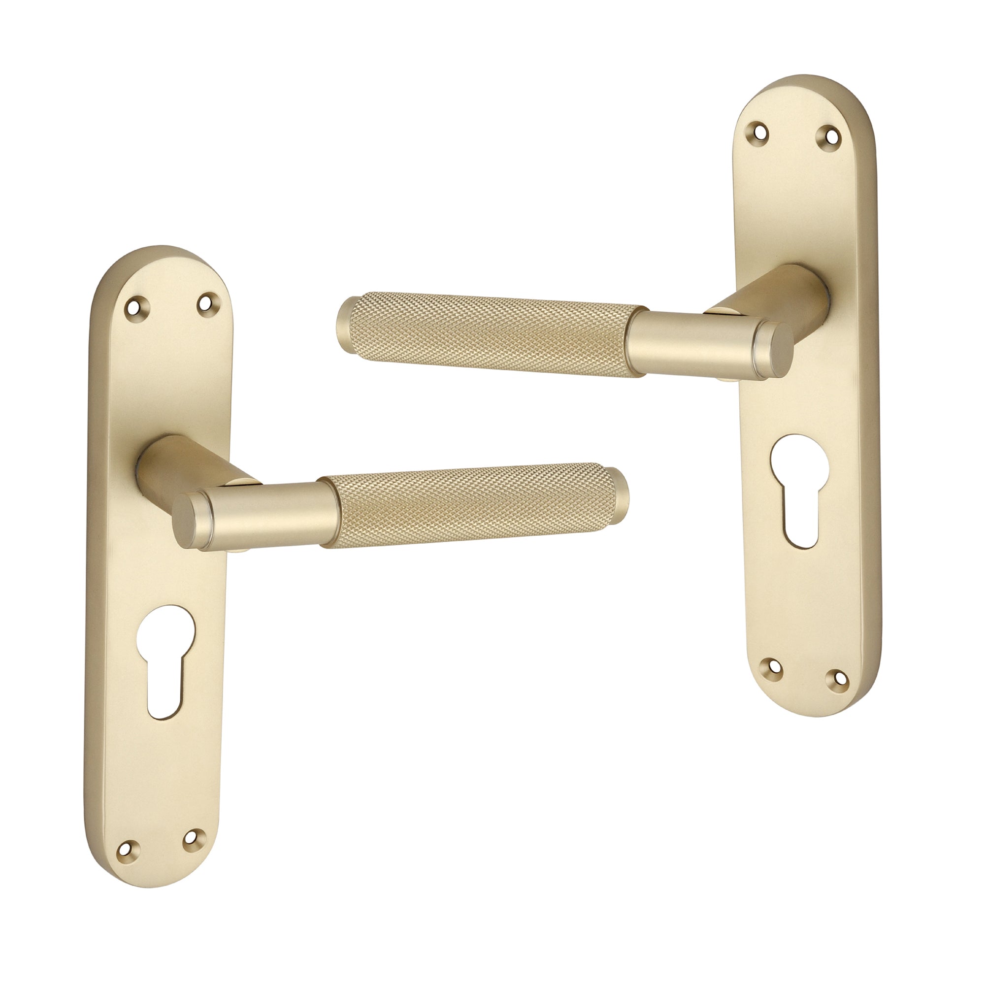 Connaught Knurled Lever on Backplate Euro Satin Brass