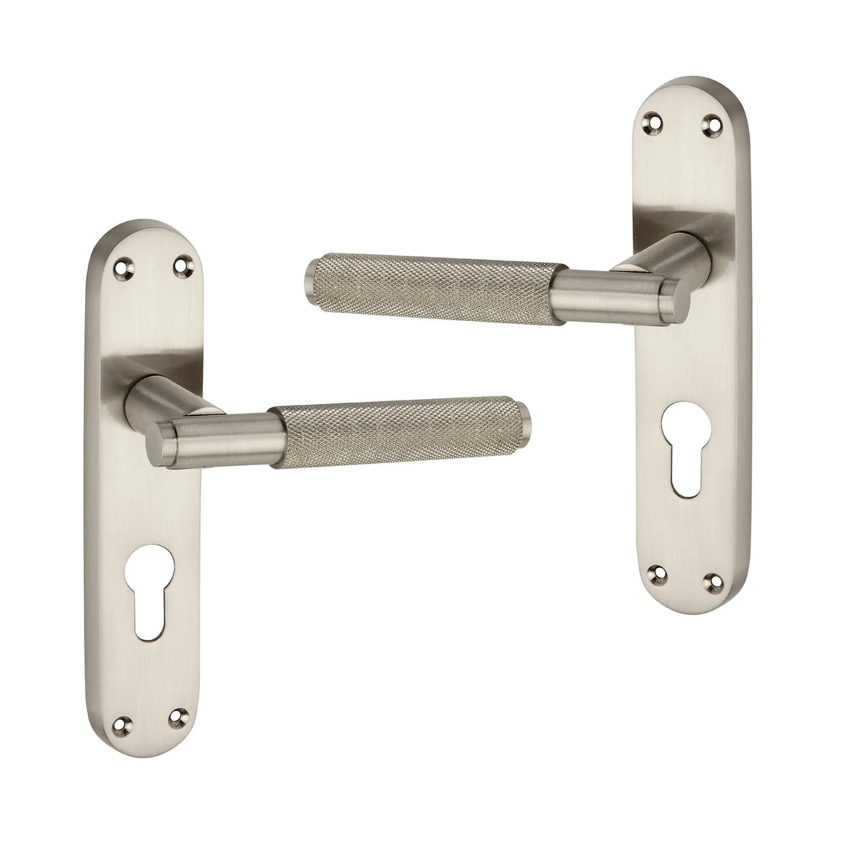Connaught Knurled Lever on Backplate Euro Satin Nickel Spira