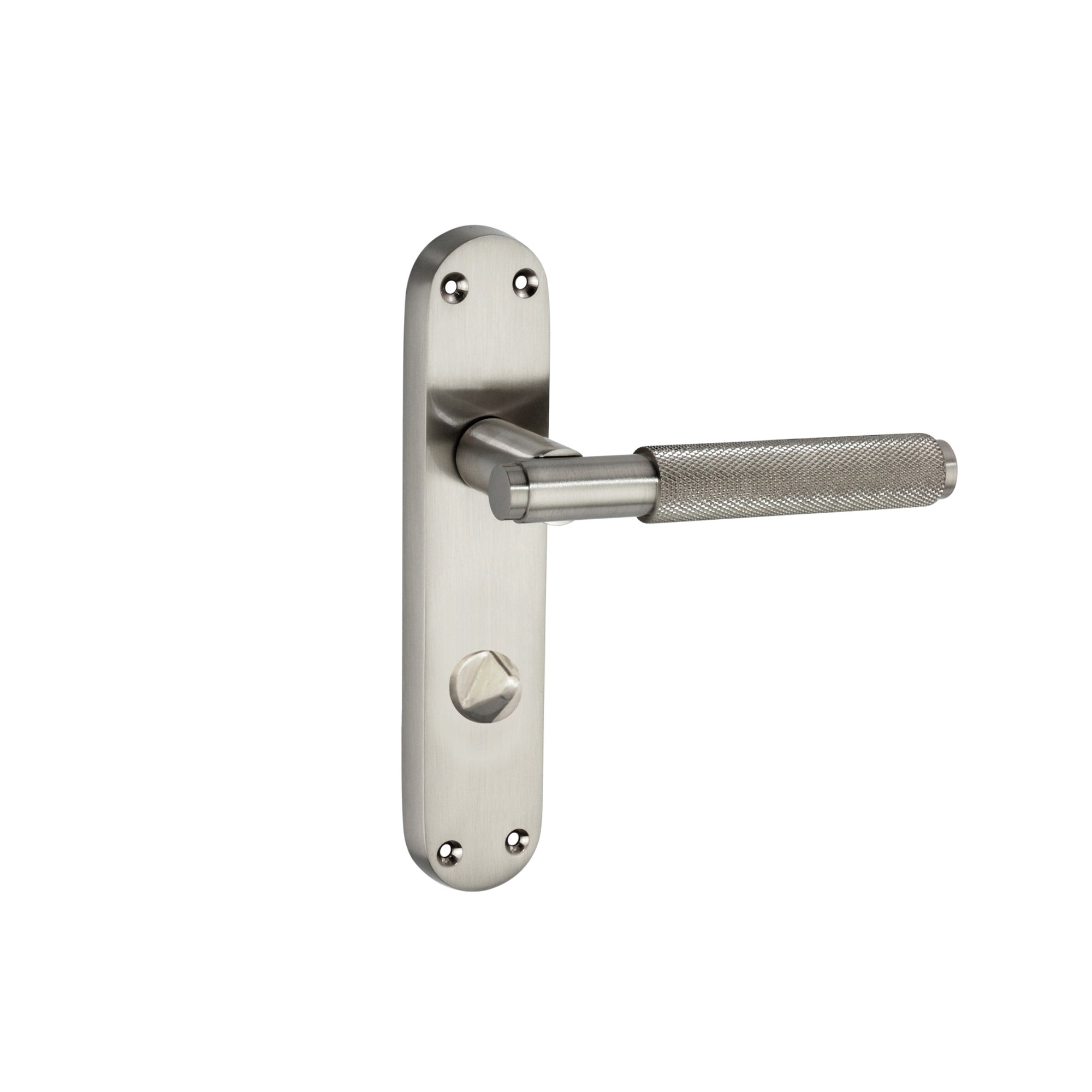 Connaught Knurled Lever on Backplate Privacy Satin Nickel