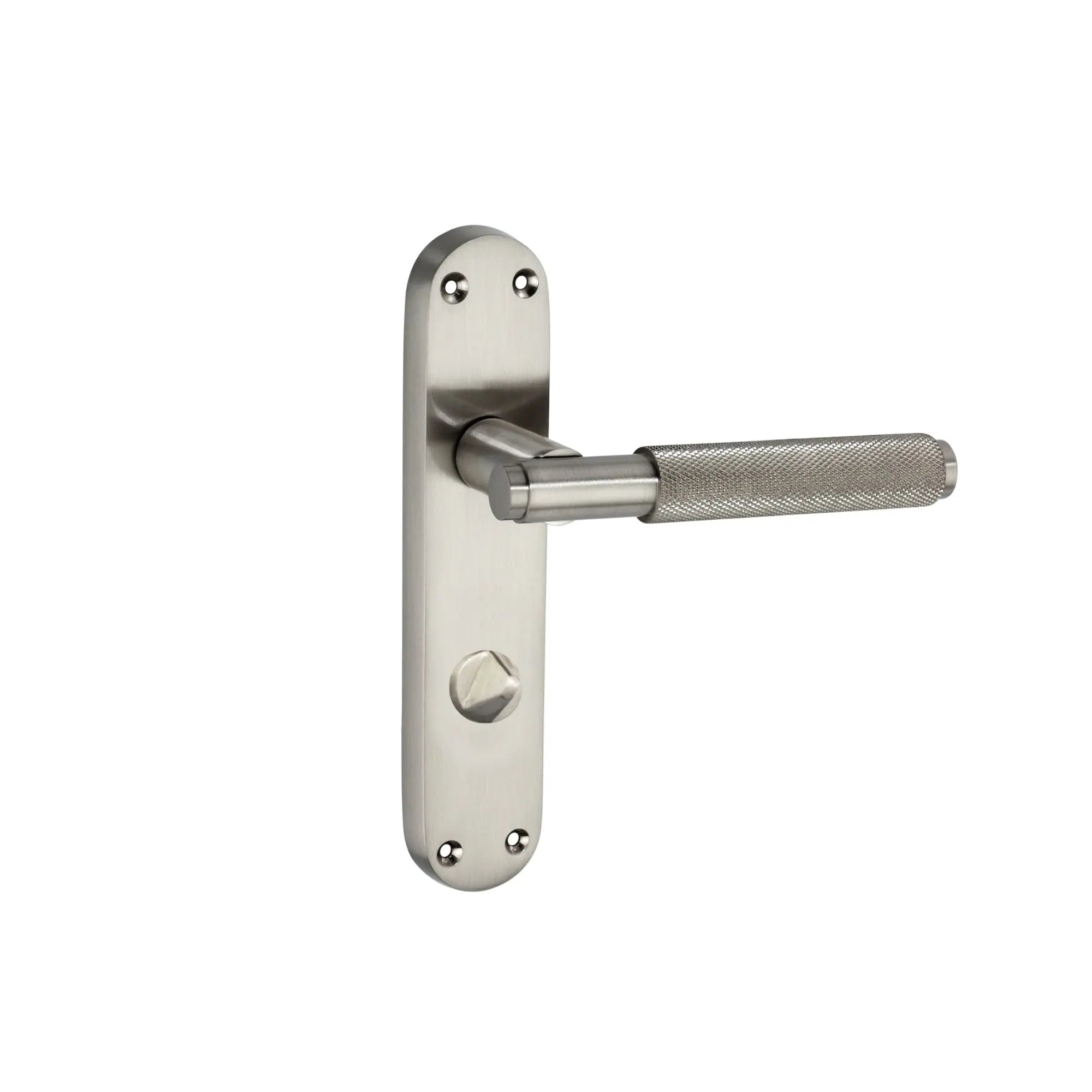Connaught Knurled Lever on Backplate Privacy Satin Nickel Spira