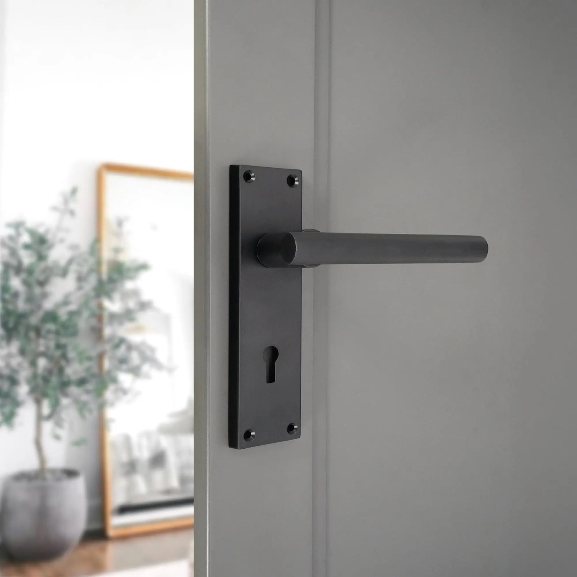 Jura Lever on Backplate Lock Matt Black Spira