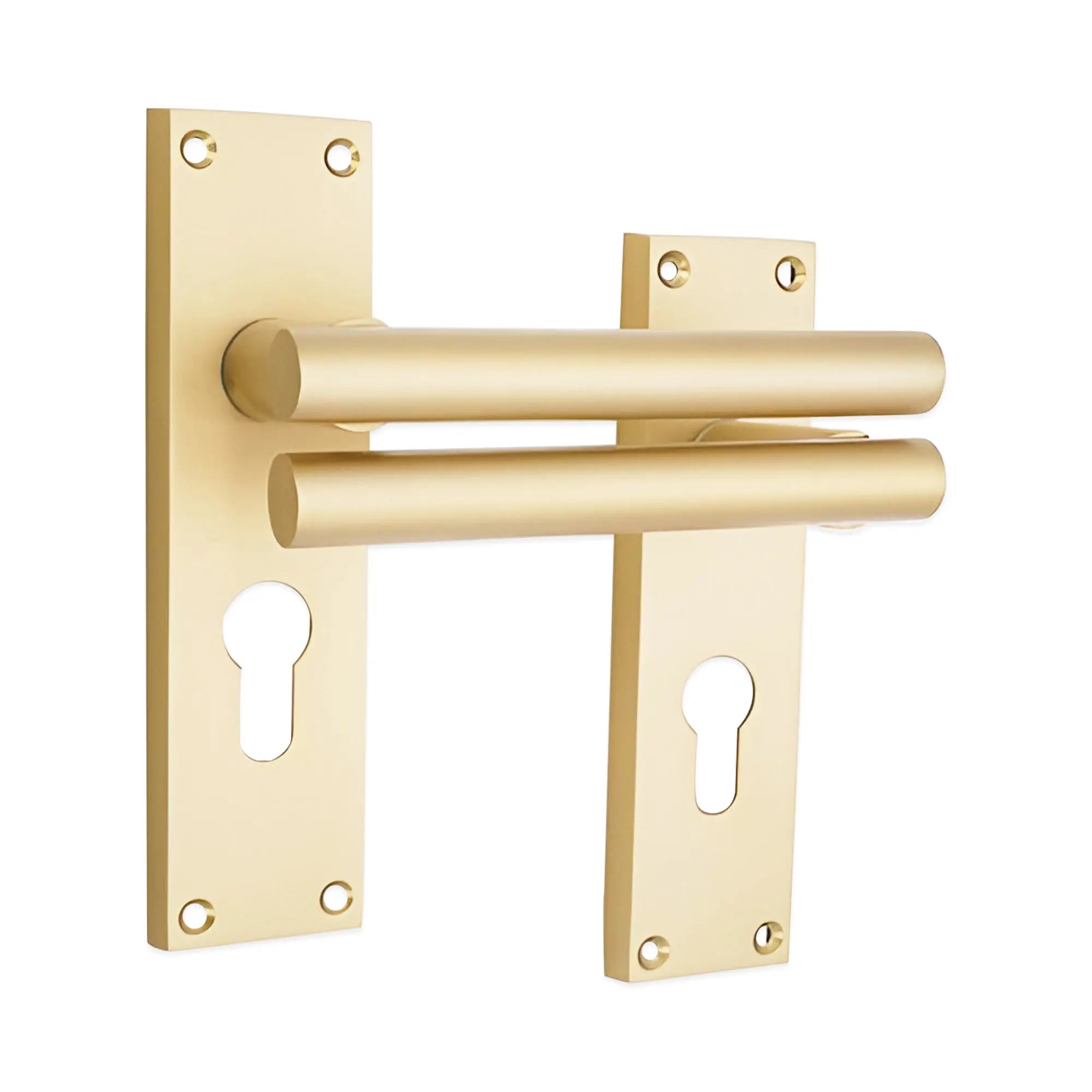 Jura Lever on Backplate Euro Satin Brass Spira