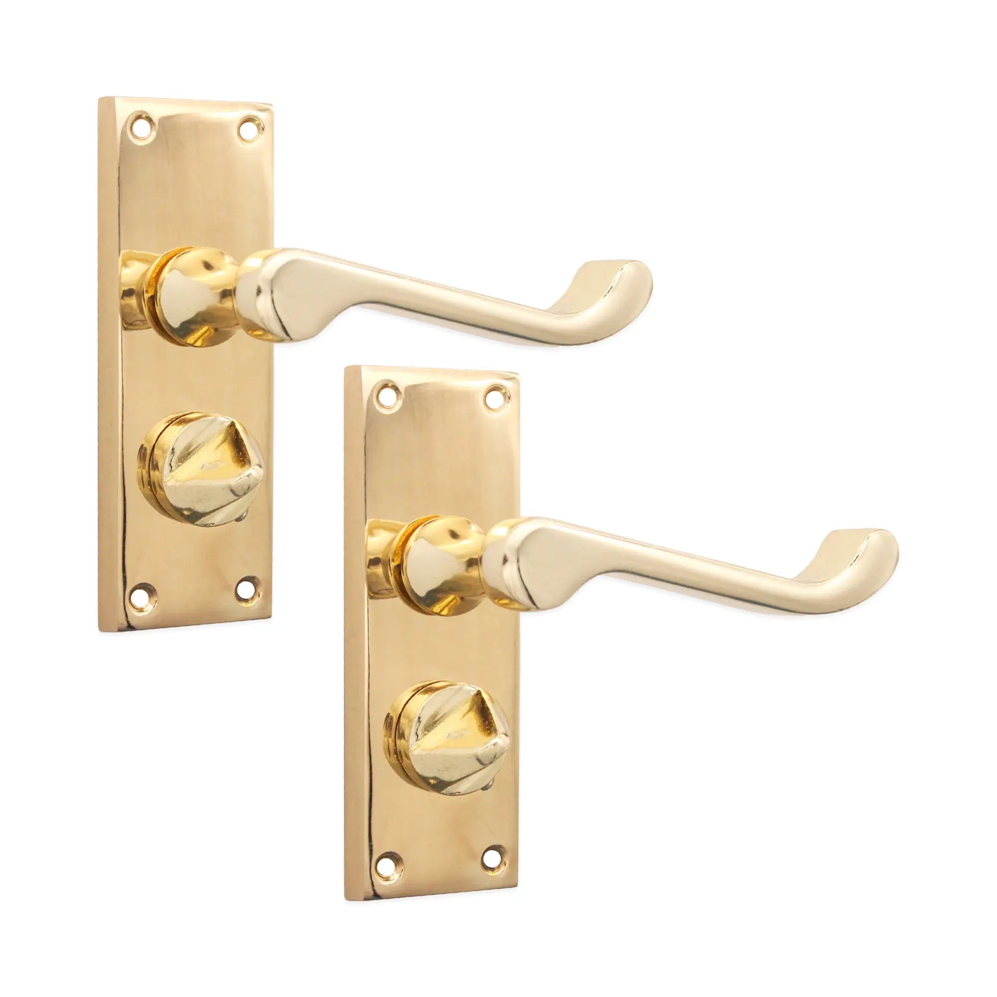 Victorian Scroll Privacy Lever Handle 115mm Polished Brass Spira