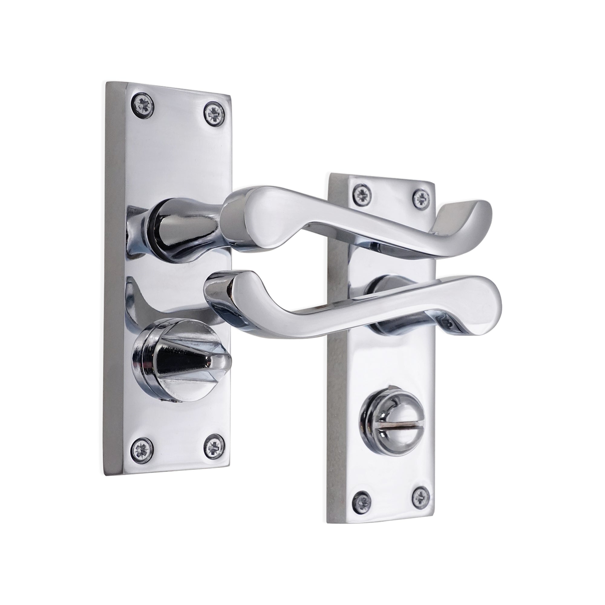 Victorian Scroll Privacy Lever Handle 115mm Polished Chrome