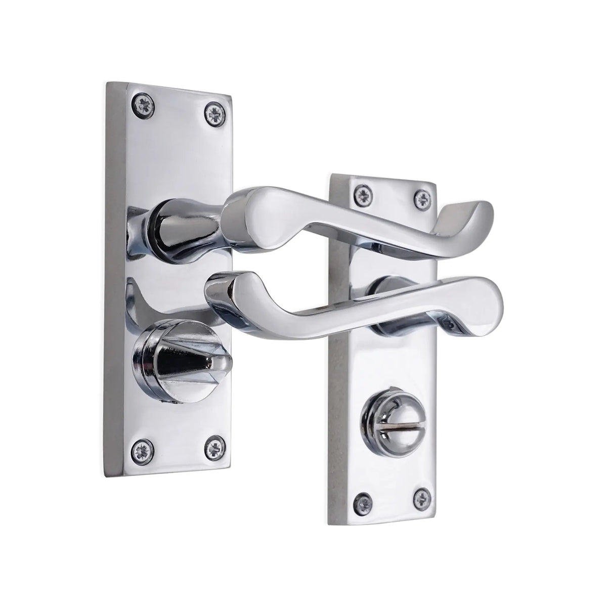 Victorian Scroll Privacy Lever Handle 115mm Polished Chrome Spira