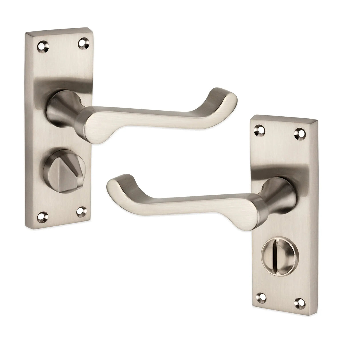 Victorian Scroll Privacy Lever Handle 115mm Satin Nickel Spira