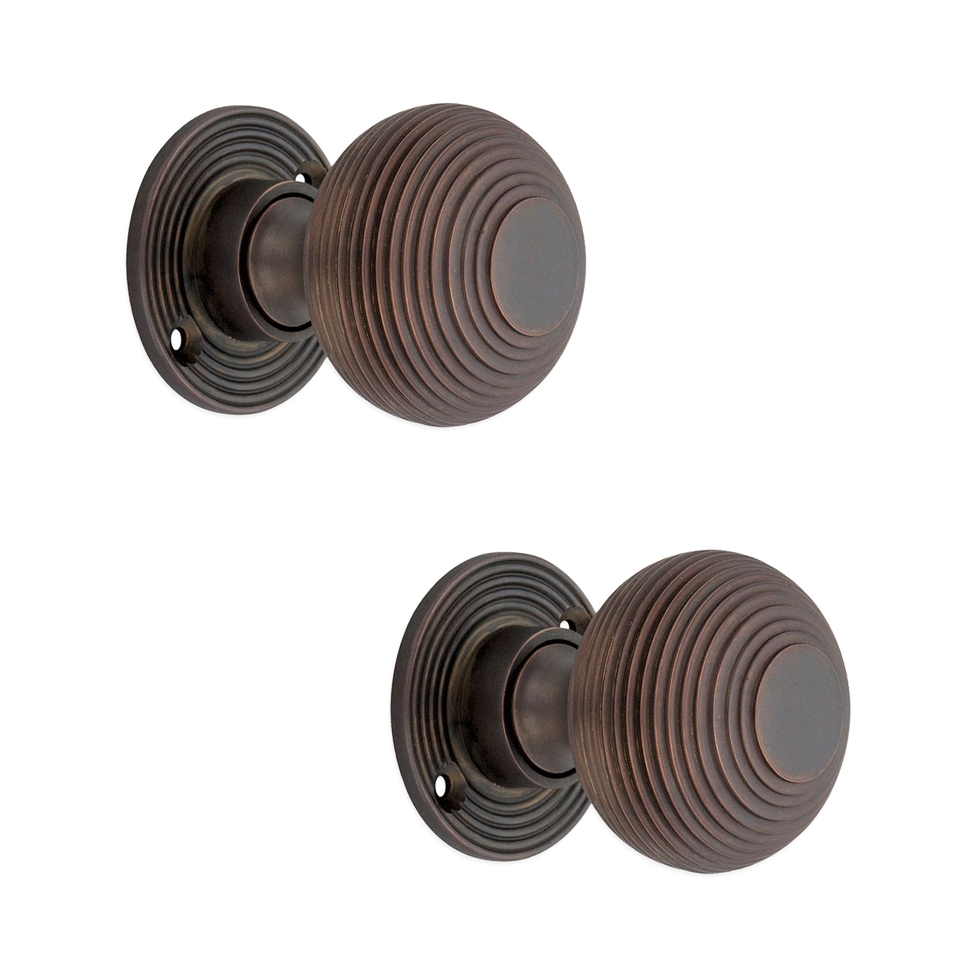 Beehive 50mm Rim/Mortice Door Knob Aged Bronze