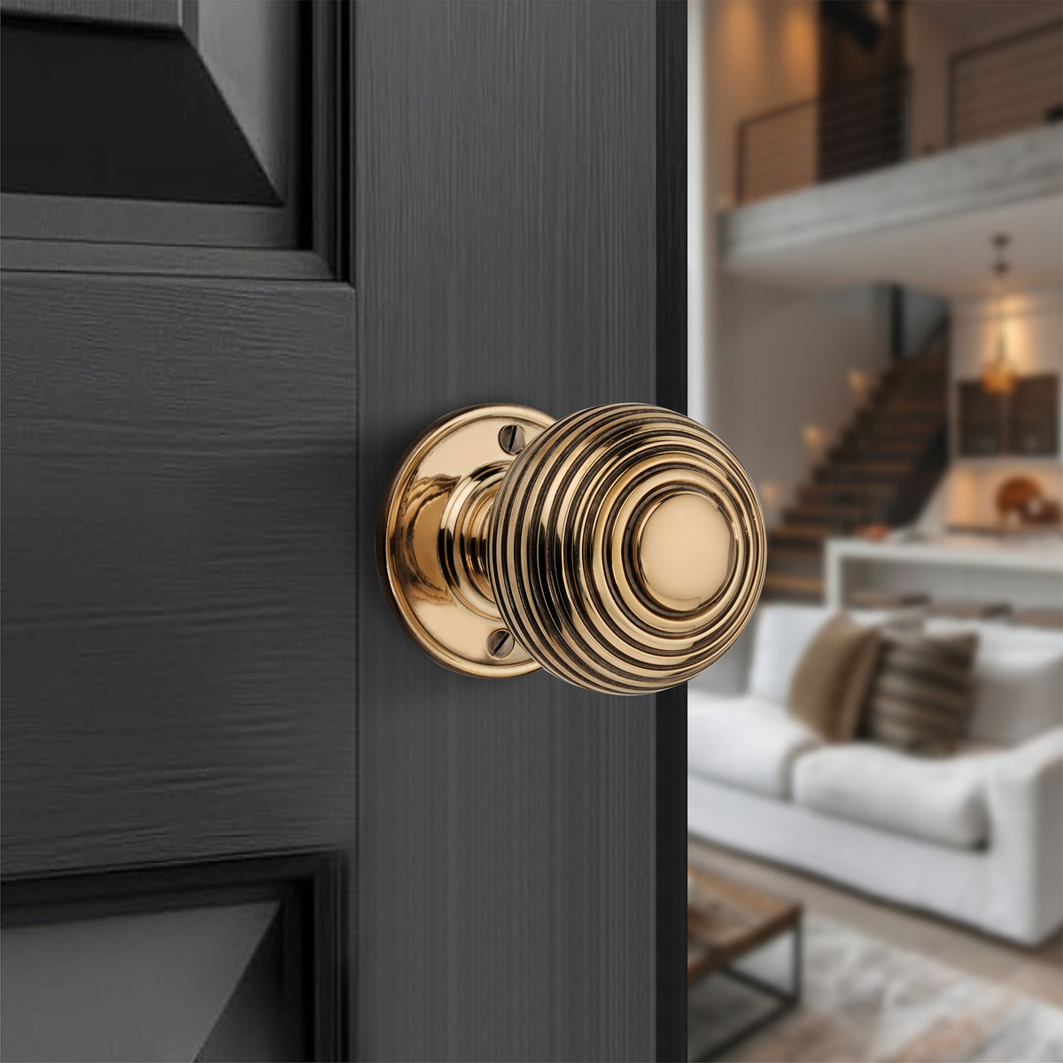 Beehive Large 60mm Mortice Door Knob Aged Brass