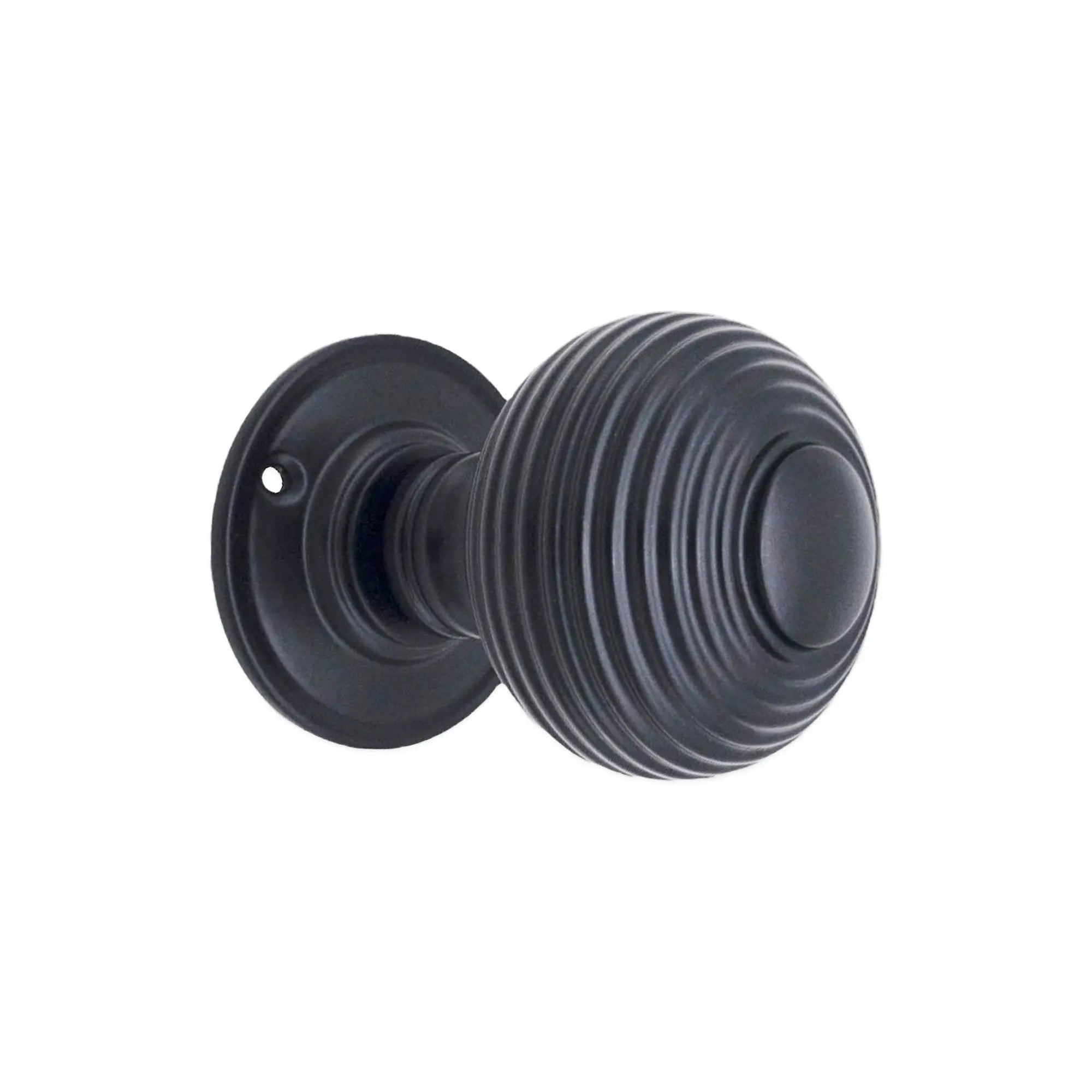 Beehive Large 60mm Mortice Door Knob Matt Black Spira