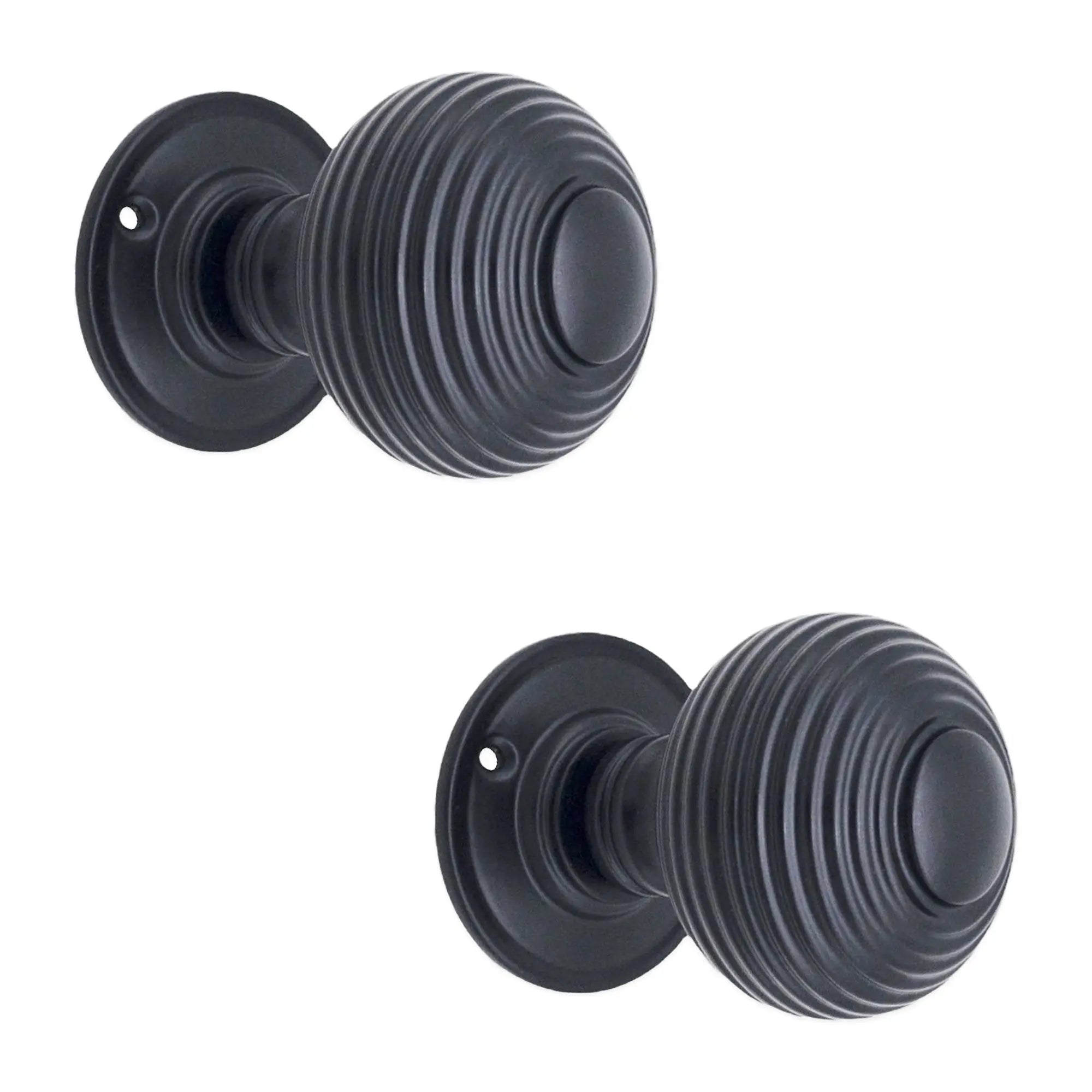 Beehive Large 60mm Mortice Door Knob Matt Black Spira