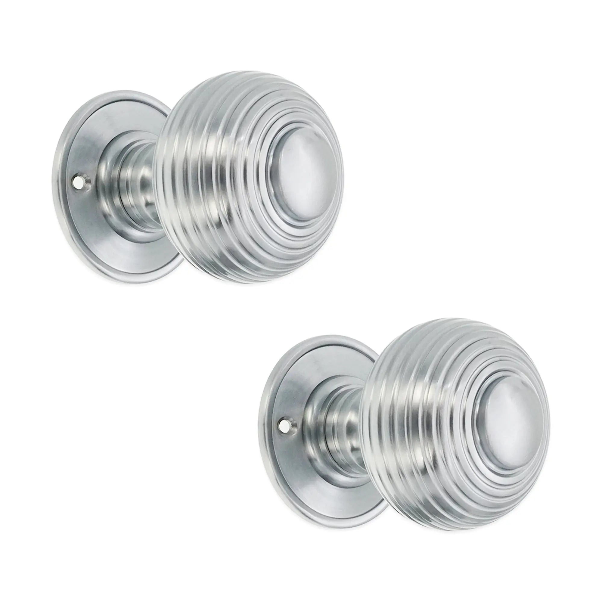 Beehive Large 60mm Mortice Door Knob Satin Chrome Spira