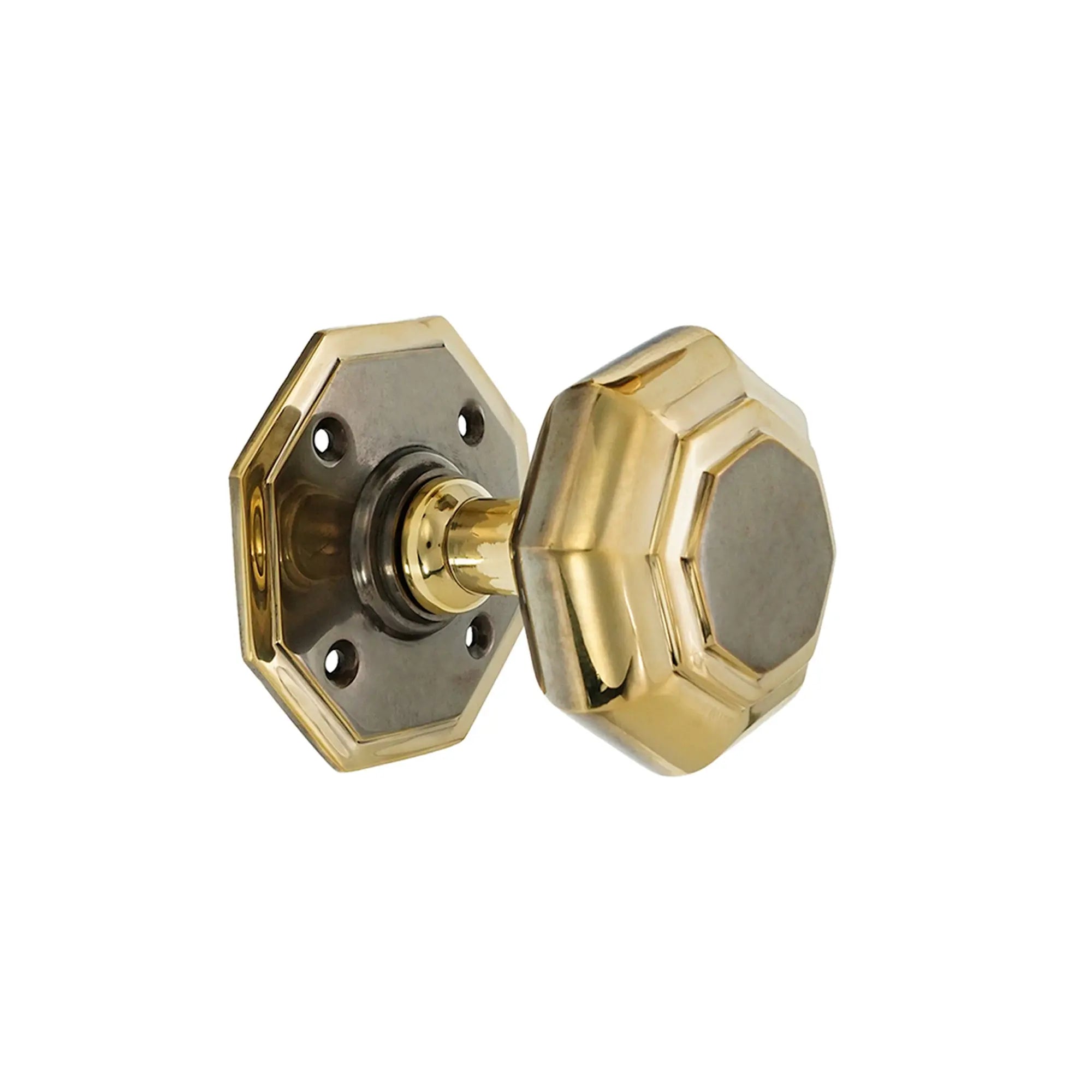Octagonal Mortice Door Knob Aged Brass Spira