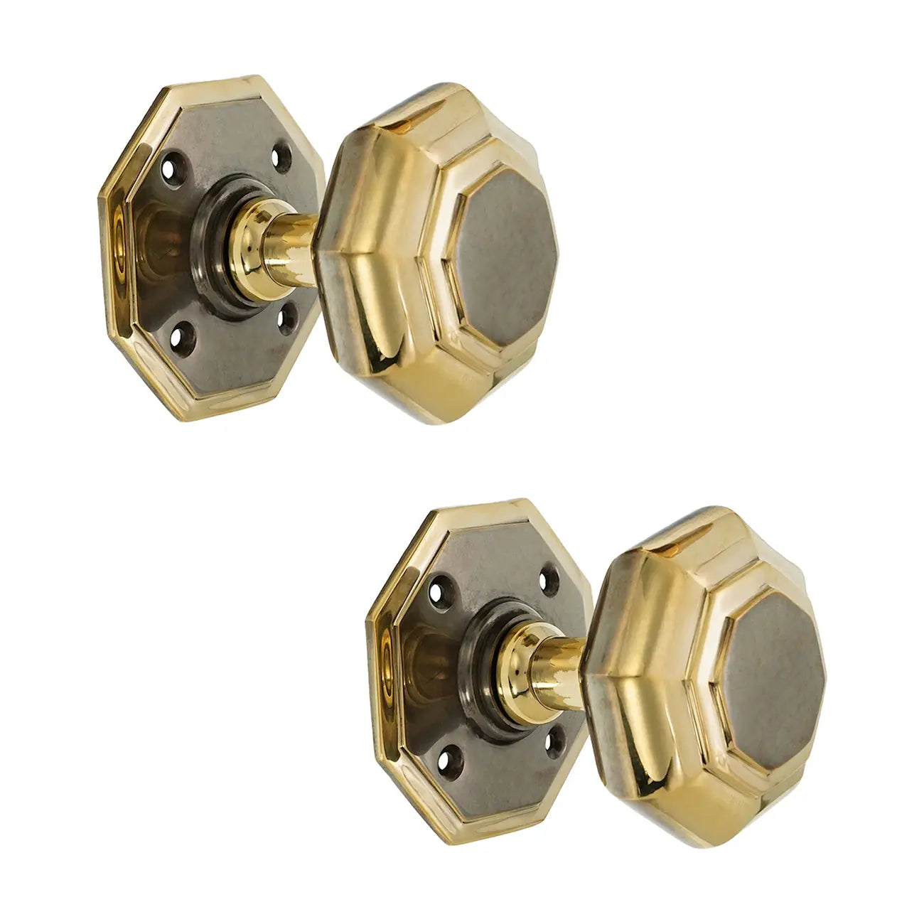 Octagonal Mortice Door Knob Aged Brass Spira