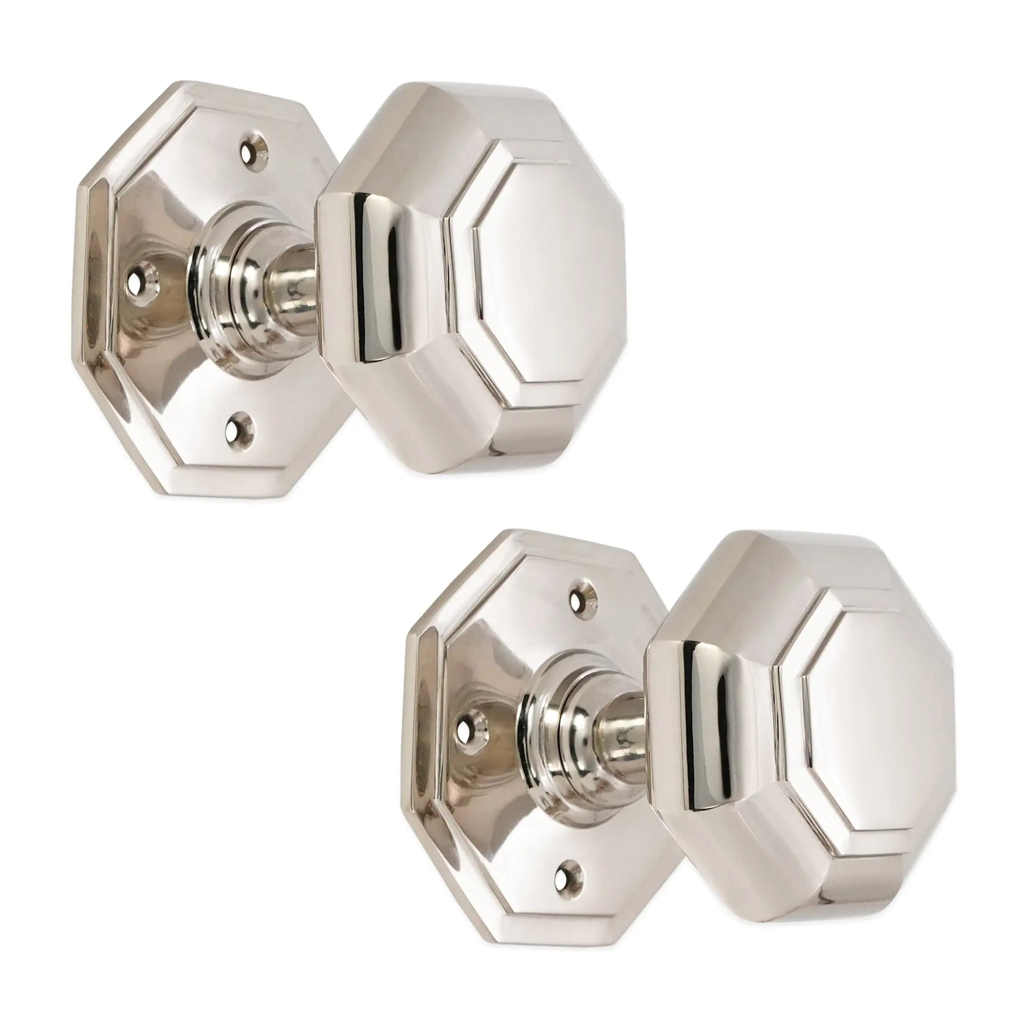 Octagonal Mortice Door Knobs Polished Nickel Spira