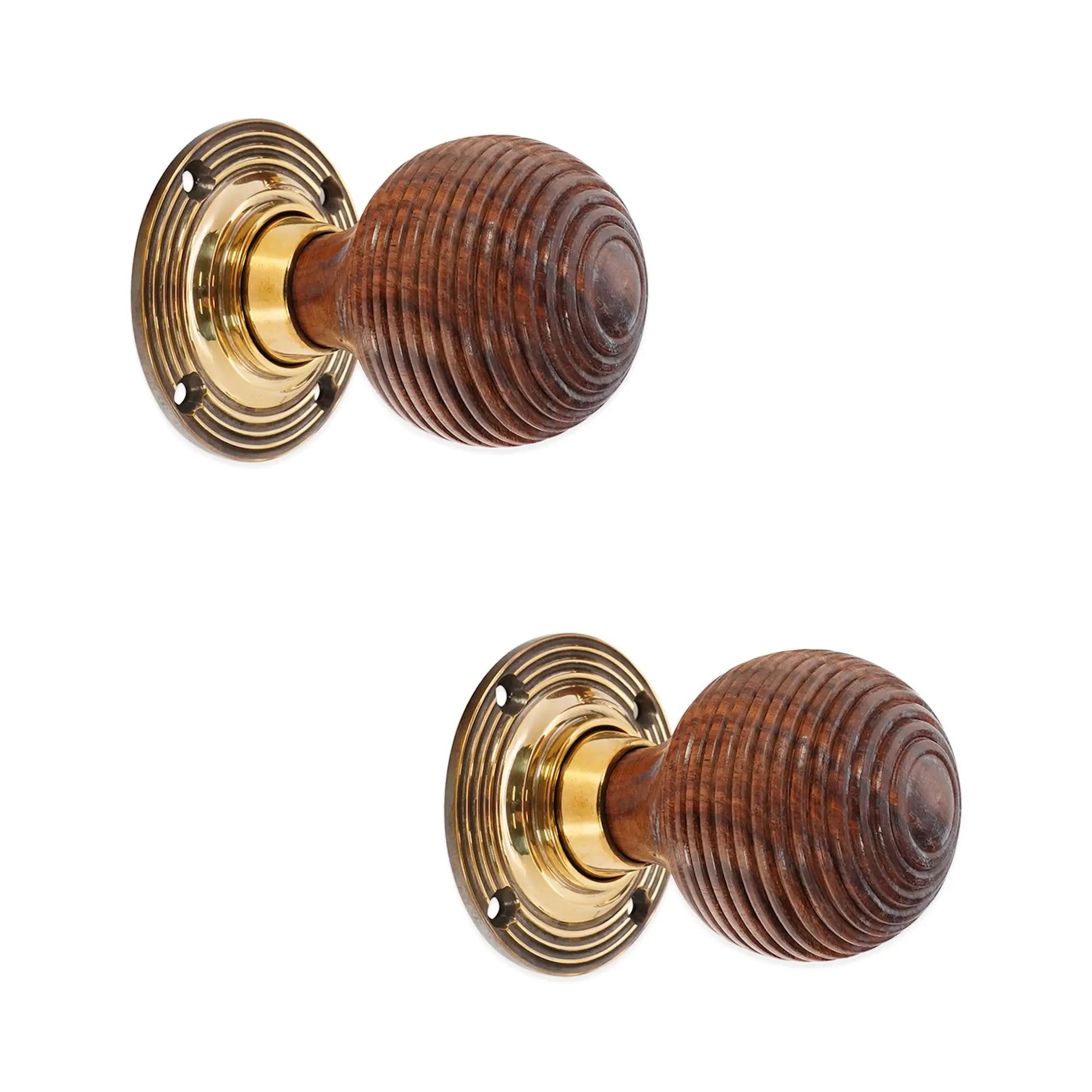 Rosewood Beehive Rim/Mortice Door Knob Aged Brass Spira