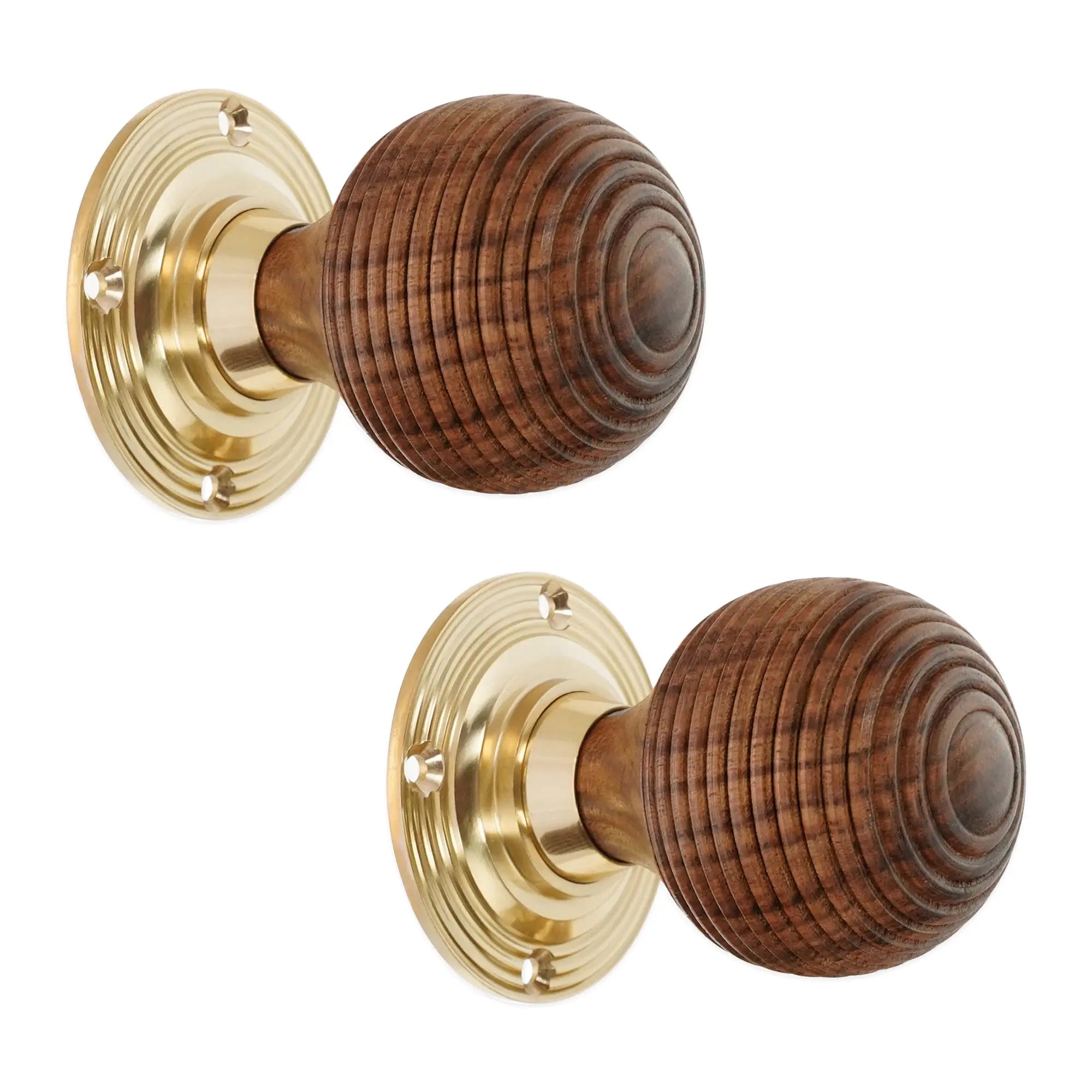 Rosewood Beehive Rim/Mortice Door Knob Polished Brass Spira