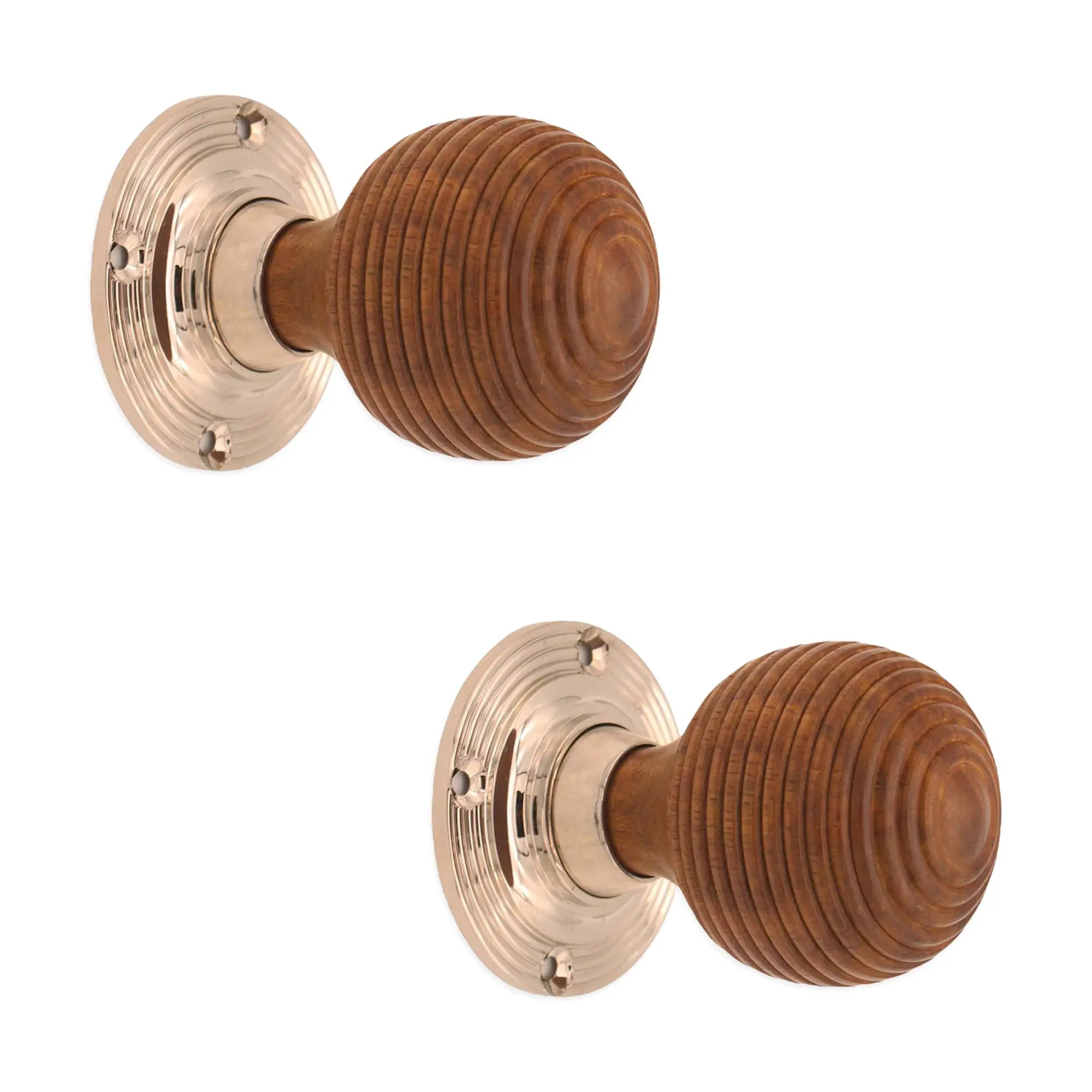 Rosewood Beehive Rim/Mortice Door Knob Polished Nickel Spira