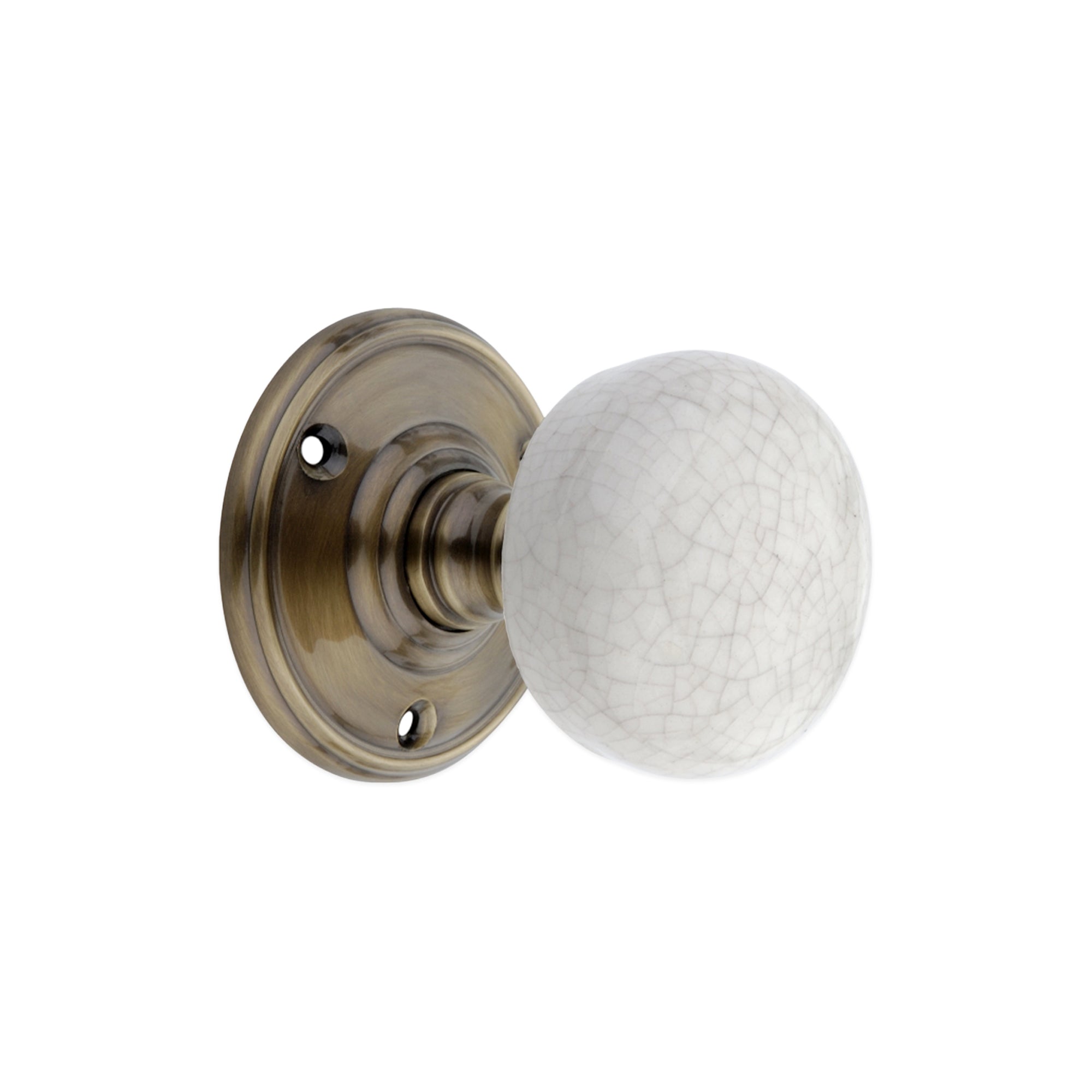 Crackled Porcelain Mortice Door Knob Antique Brass