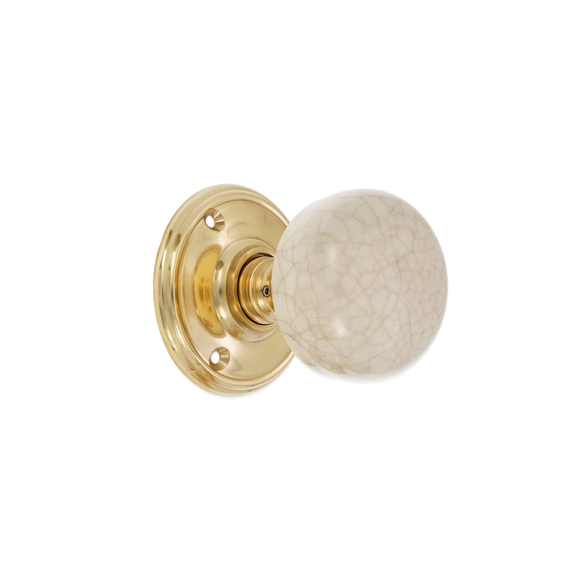 Crackled Porcelain Mortice Door Knob Polished Brass
