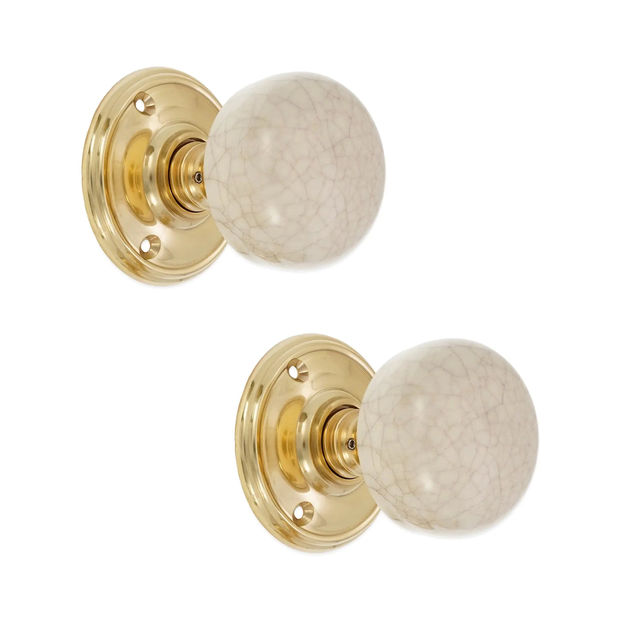 Crackled Porcelain Mortice Door Knob Polished Brass Spira