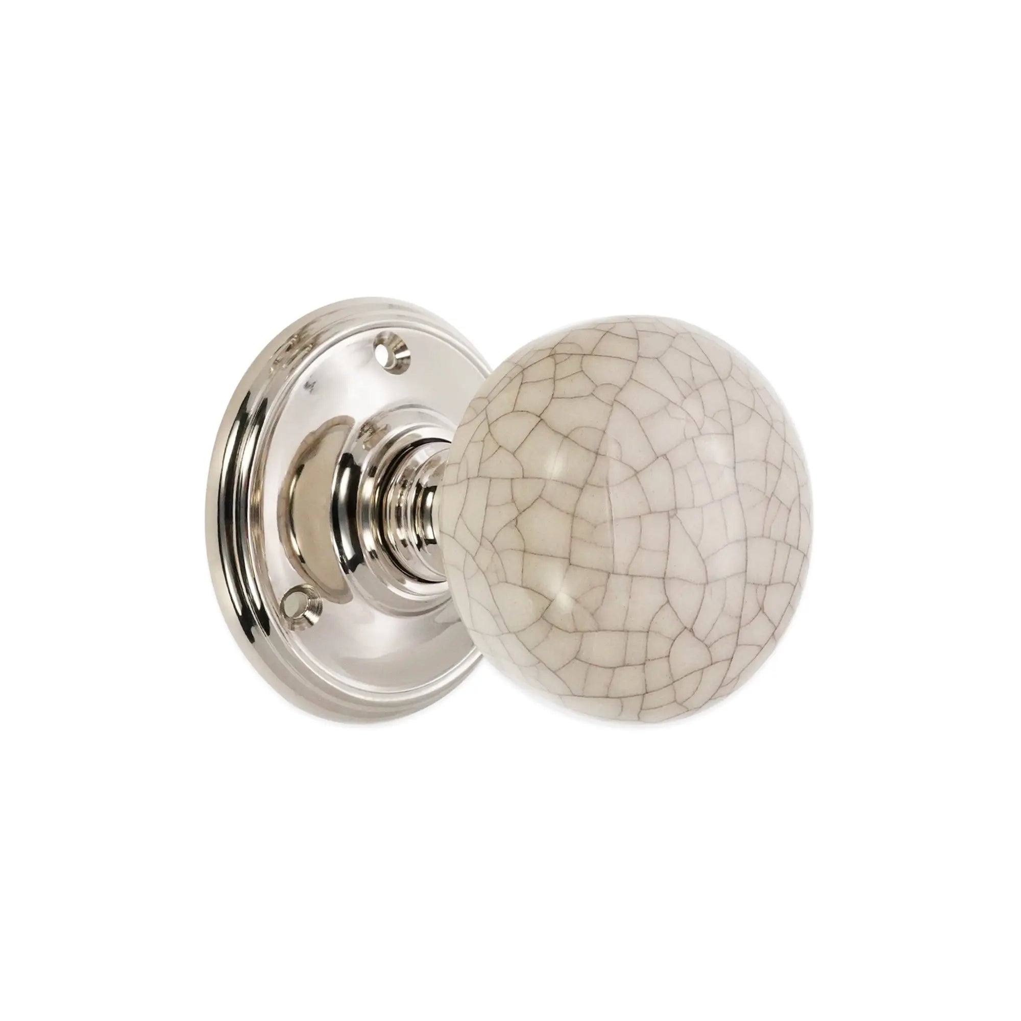 Crackled Porcelain Mortice Door Knob Polished Nickel Spira