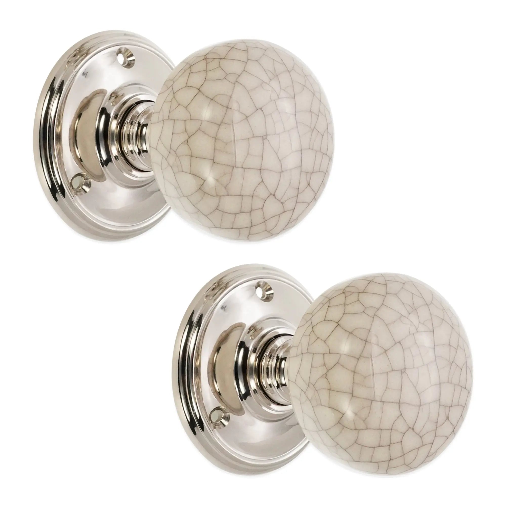 Crackled Porcelain Mortice Door Knob Polished Nickel Spira