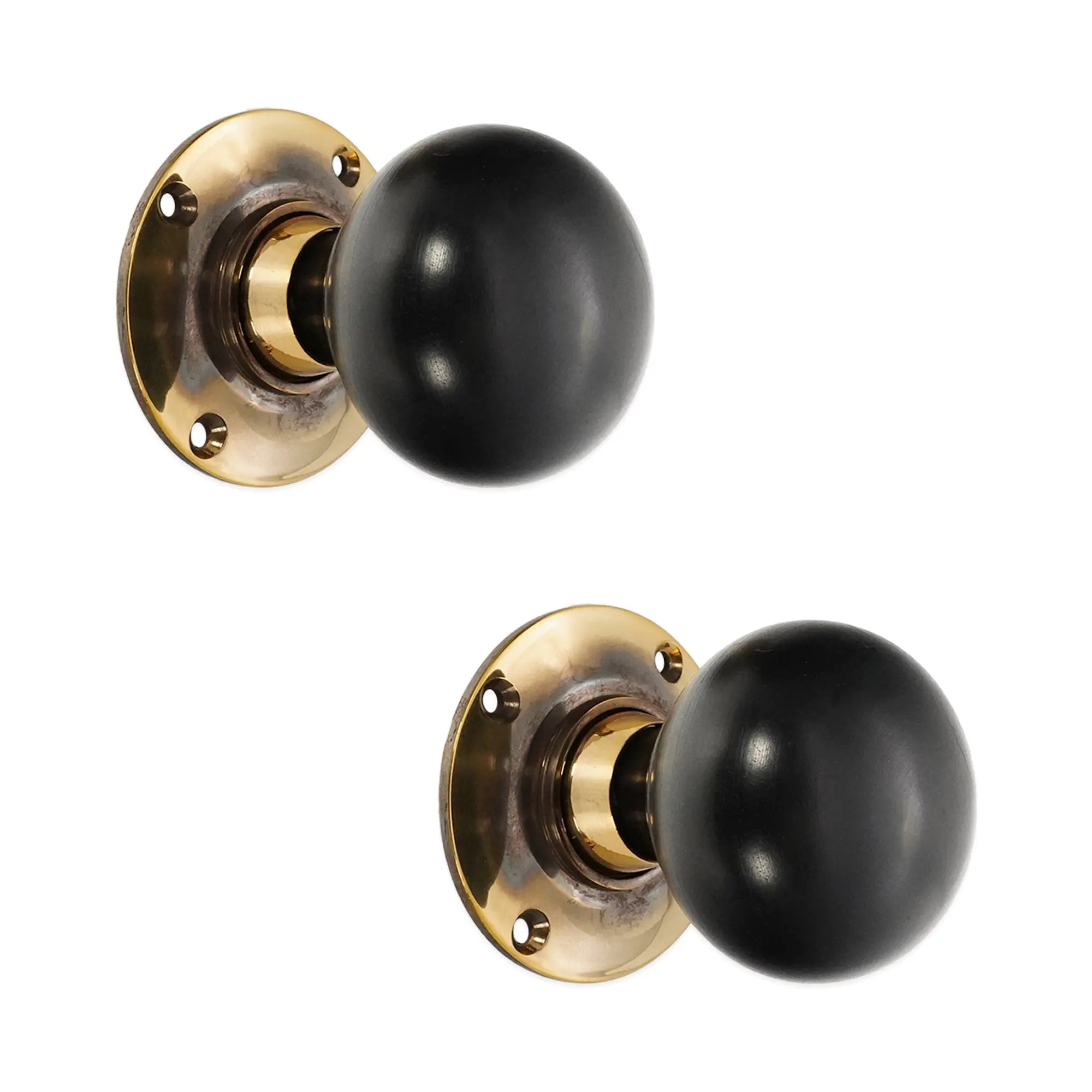 Ebony Bun Rim/Mortice Door Knob Aged Brass Spira