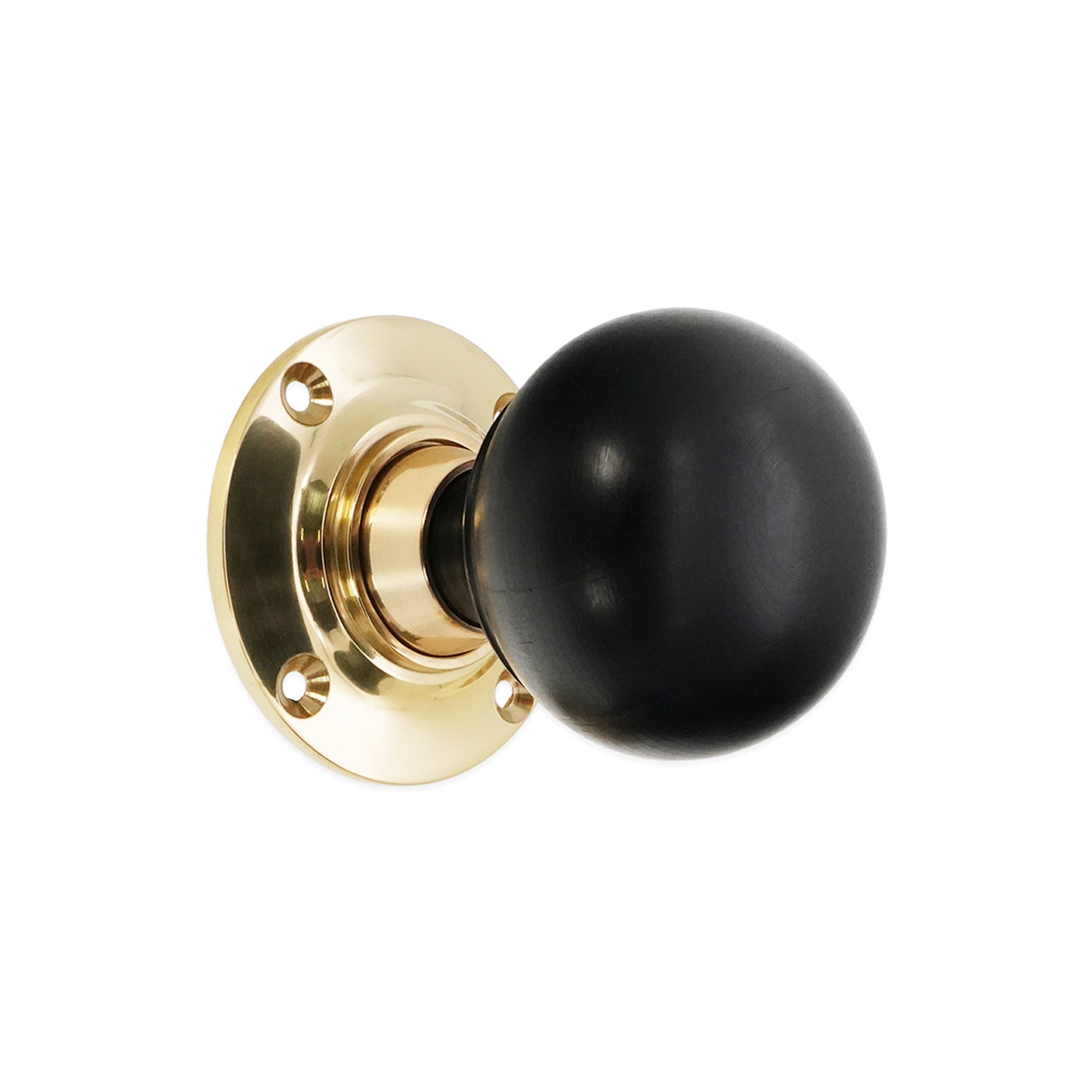 Ebony Bun Rim/Mortice Door Knob Polished Brass