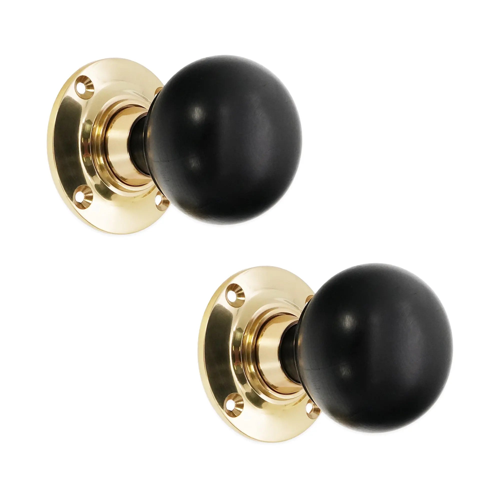 Ebony Bun Rim/Mortice Door Knob Polished Brass Spira