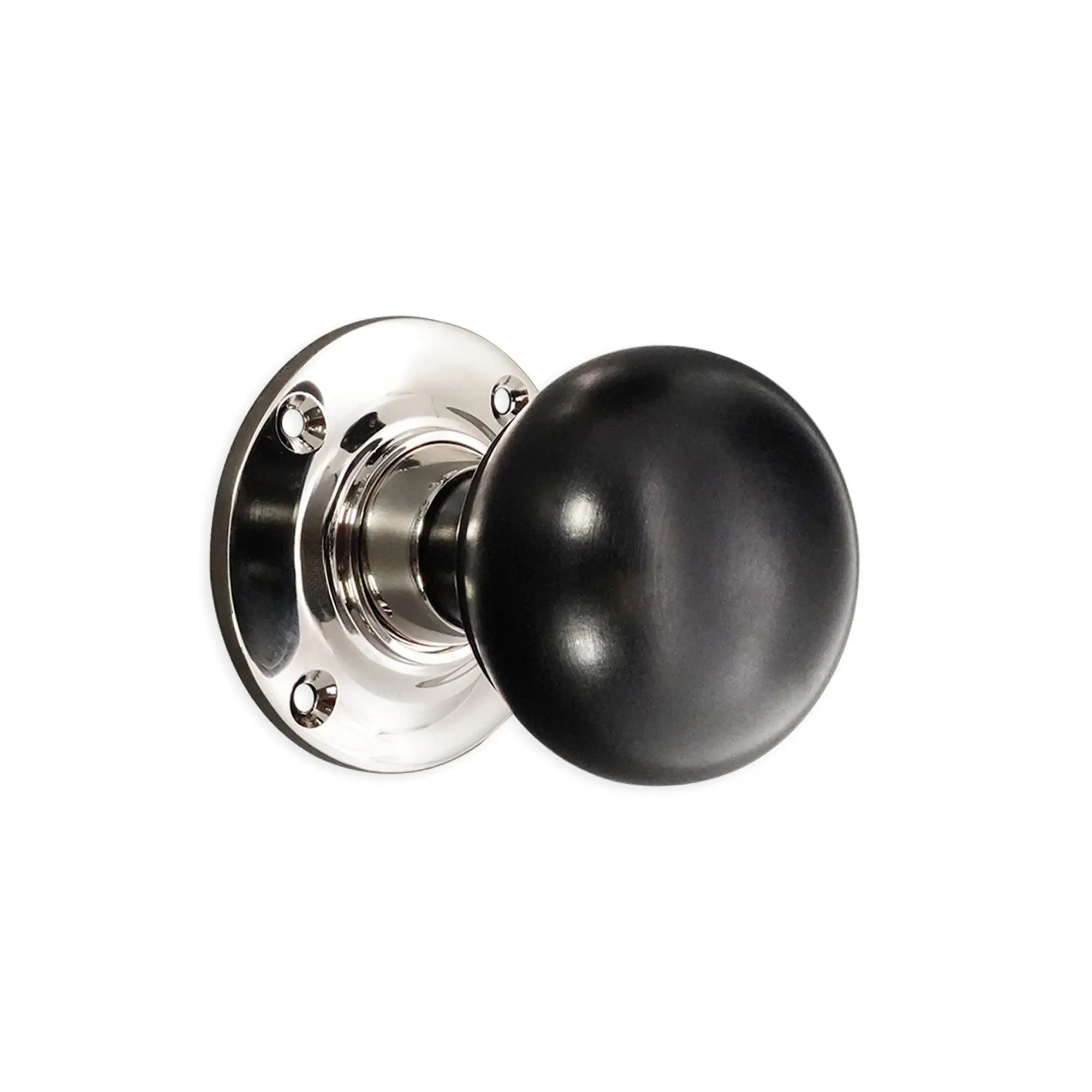 Ebony Bun Rim/Mortice Door Knob Polished Nickel Spira
