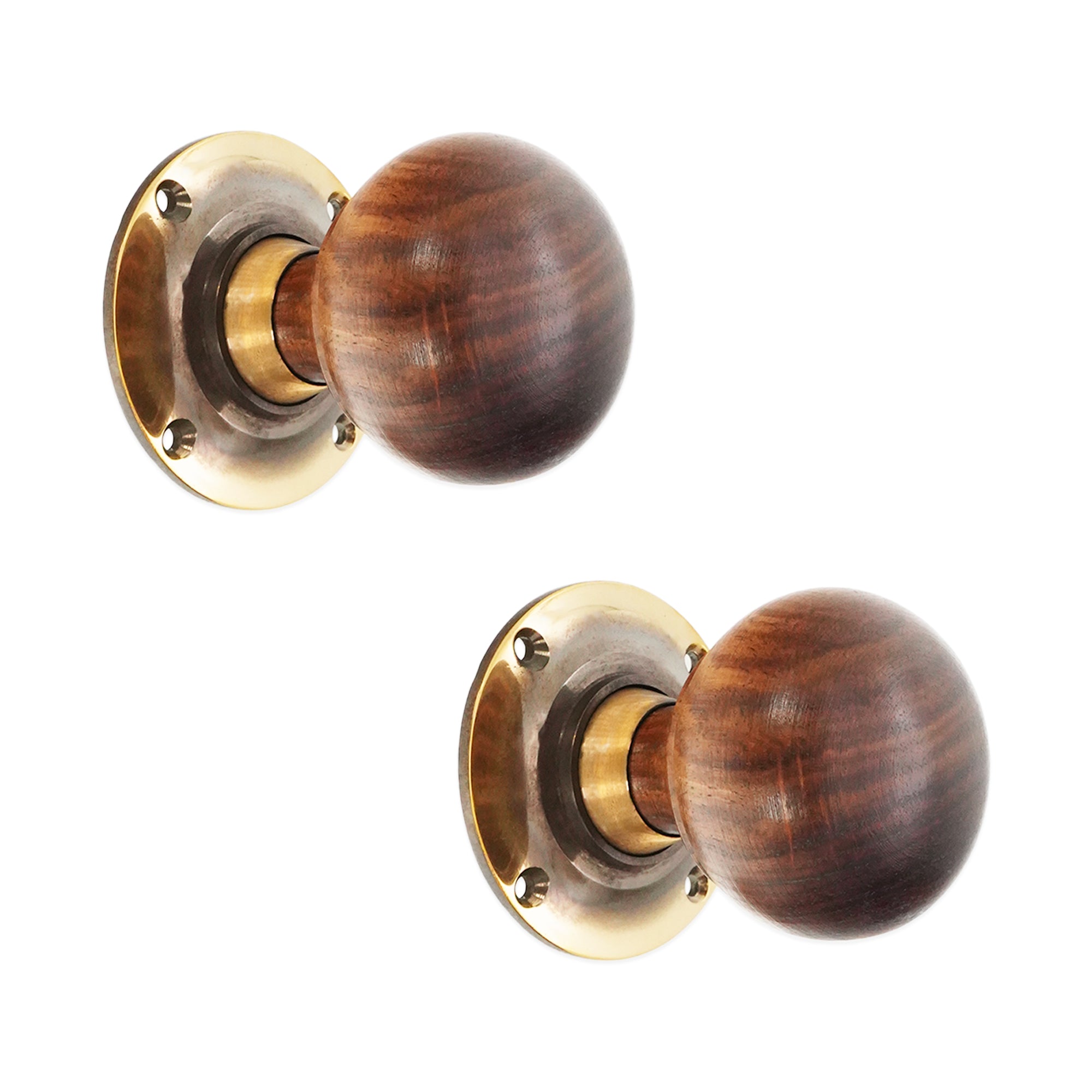 Rosewood Bun Rim/Mortice Door Knob Aged Brass