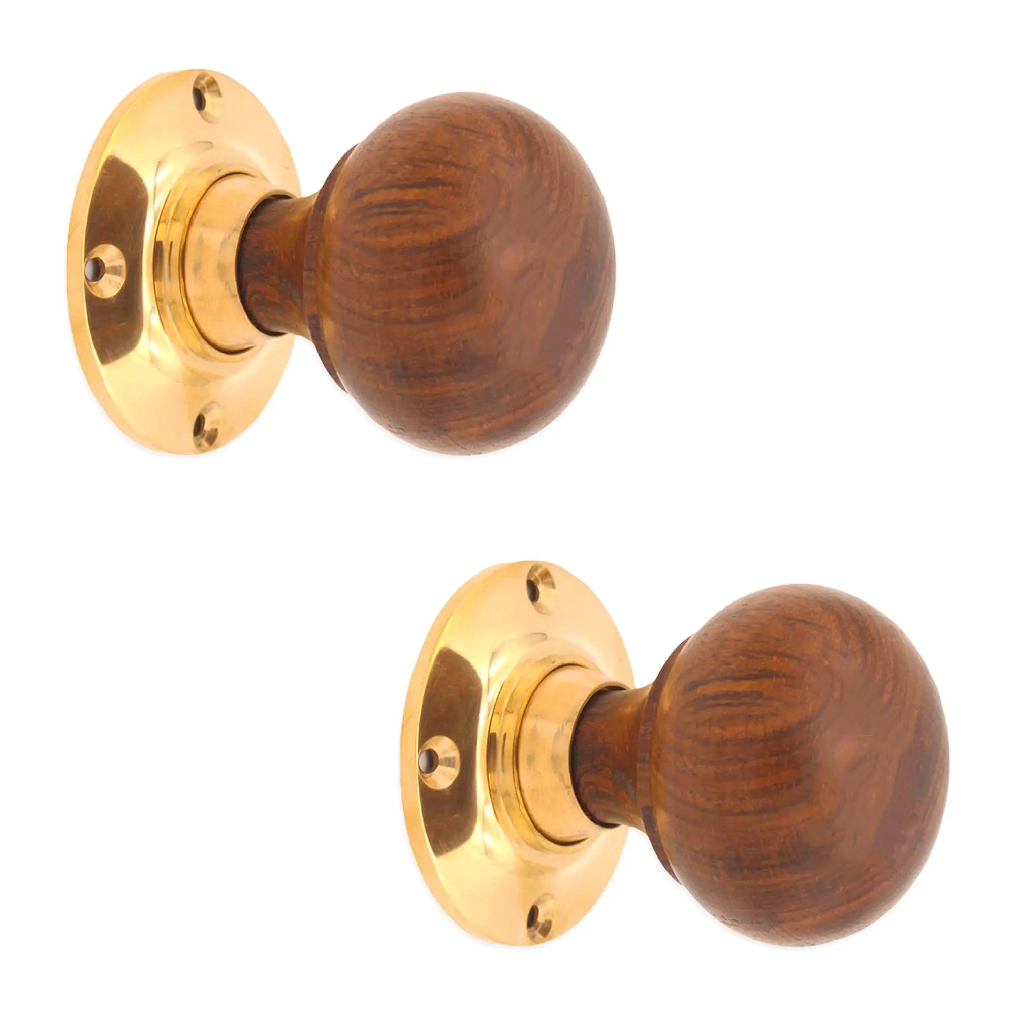 Rosewood Bun Rim/Mortice Door Knob Polished Brass Spira