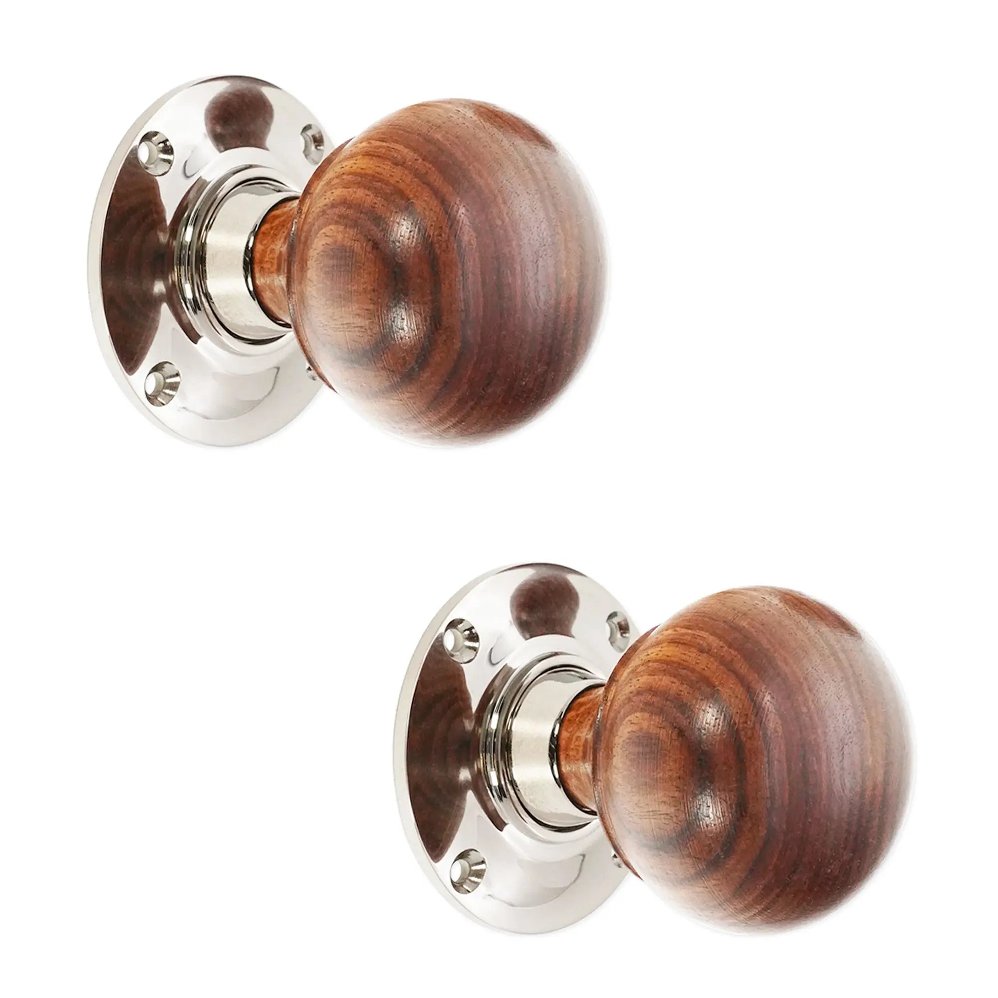 Rosewood Bun Rim/Mortice Door Knob Polished Nickel Spira