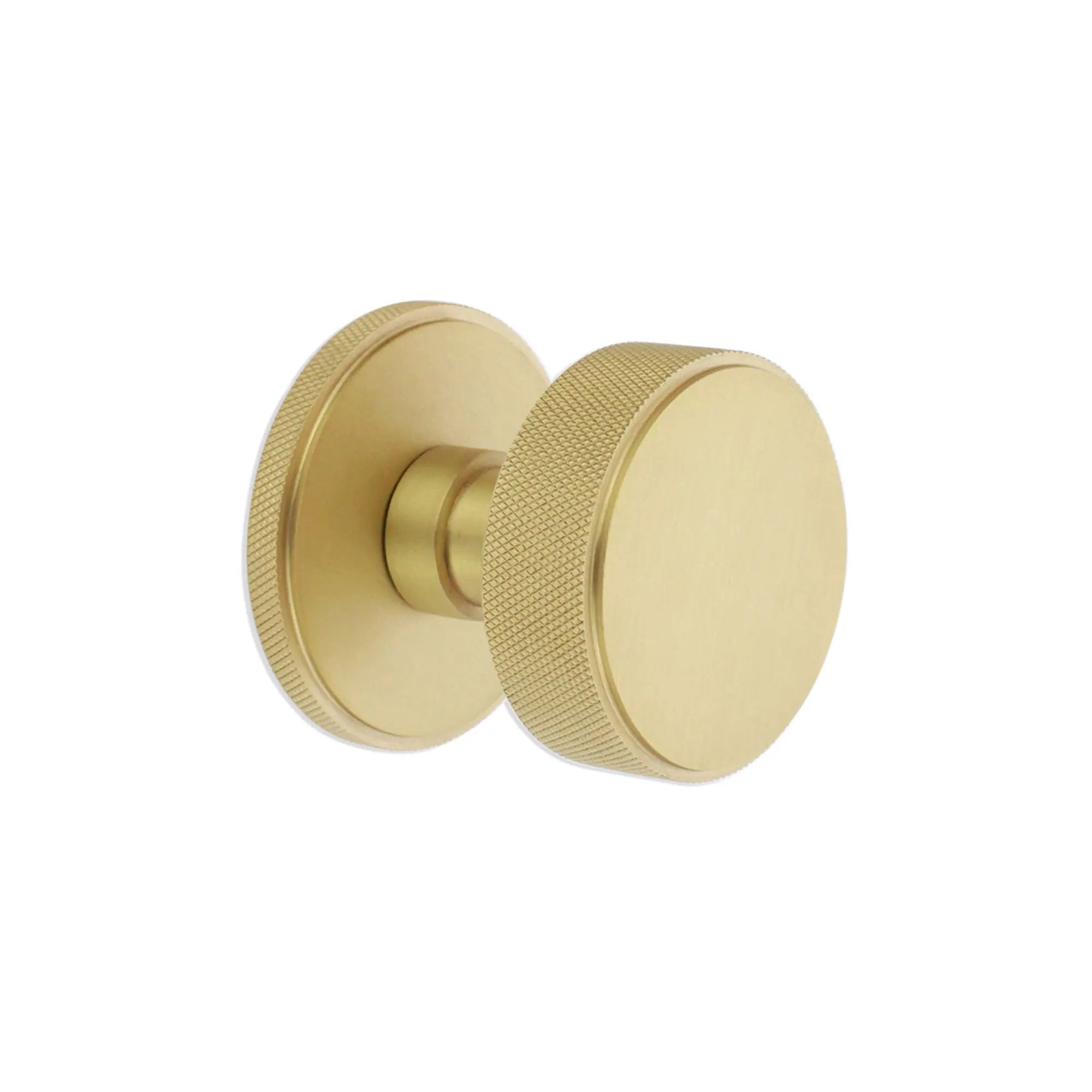 Connaught Knurled Door Knob Satin Brass Spira