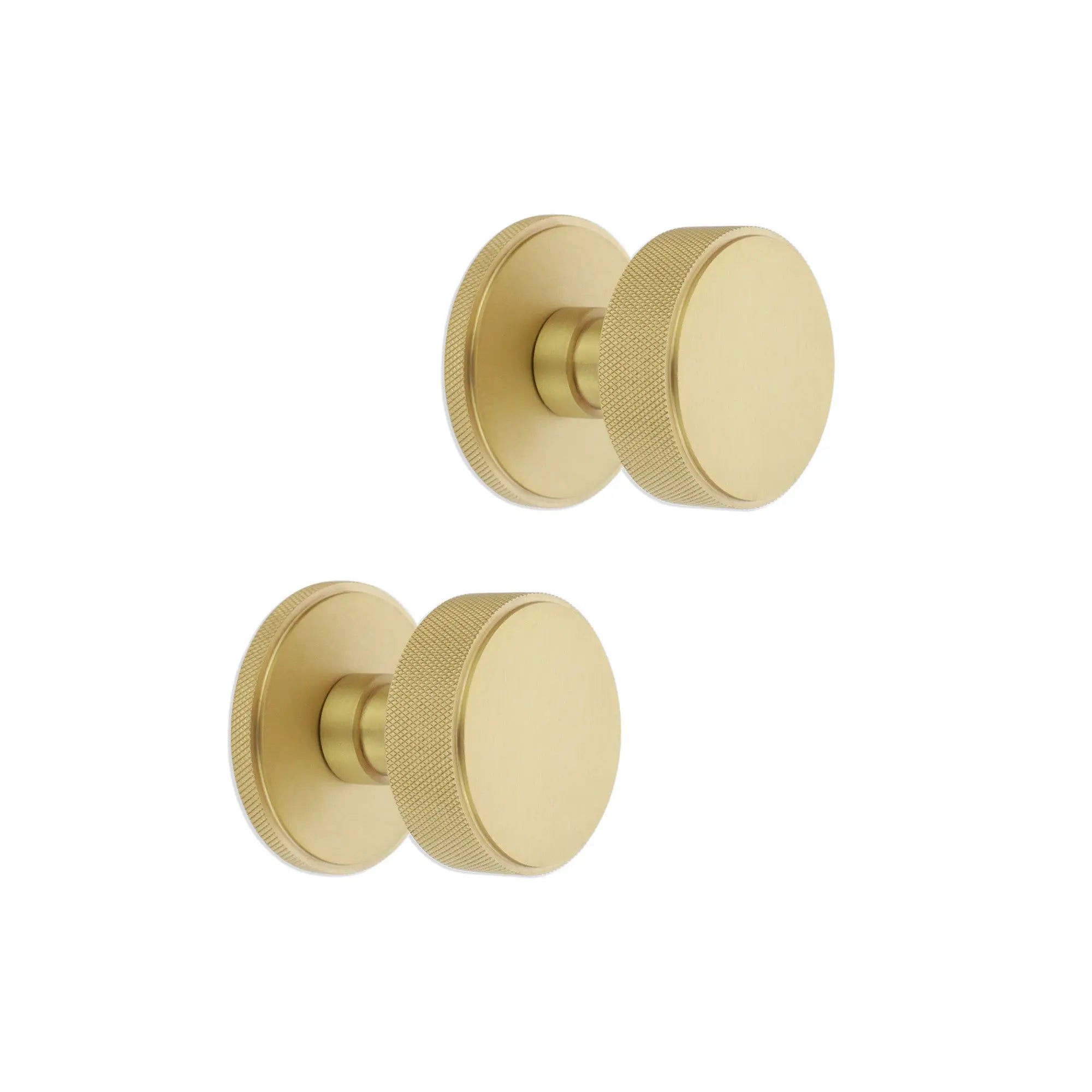 Connaught Knurled Door Knob Satin Brass Spira