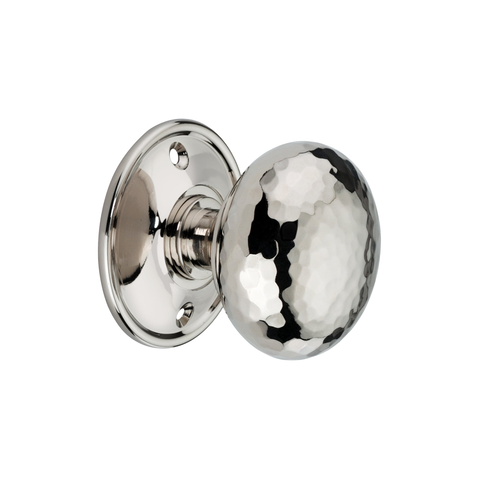 Hammered Cottage Large Mortice/Rim Door Knob Polished Nickel