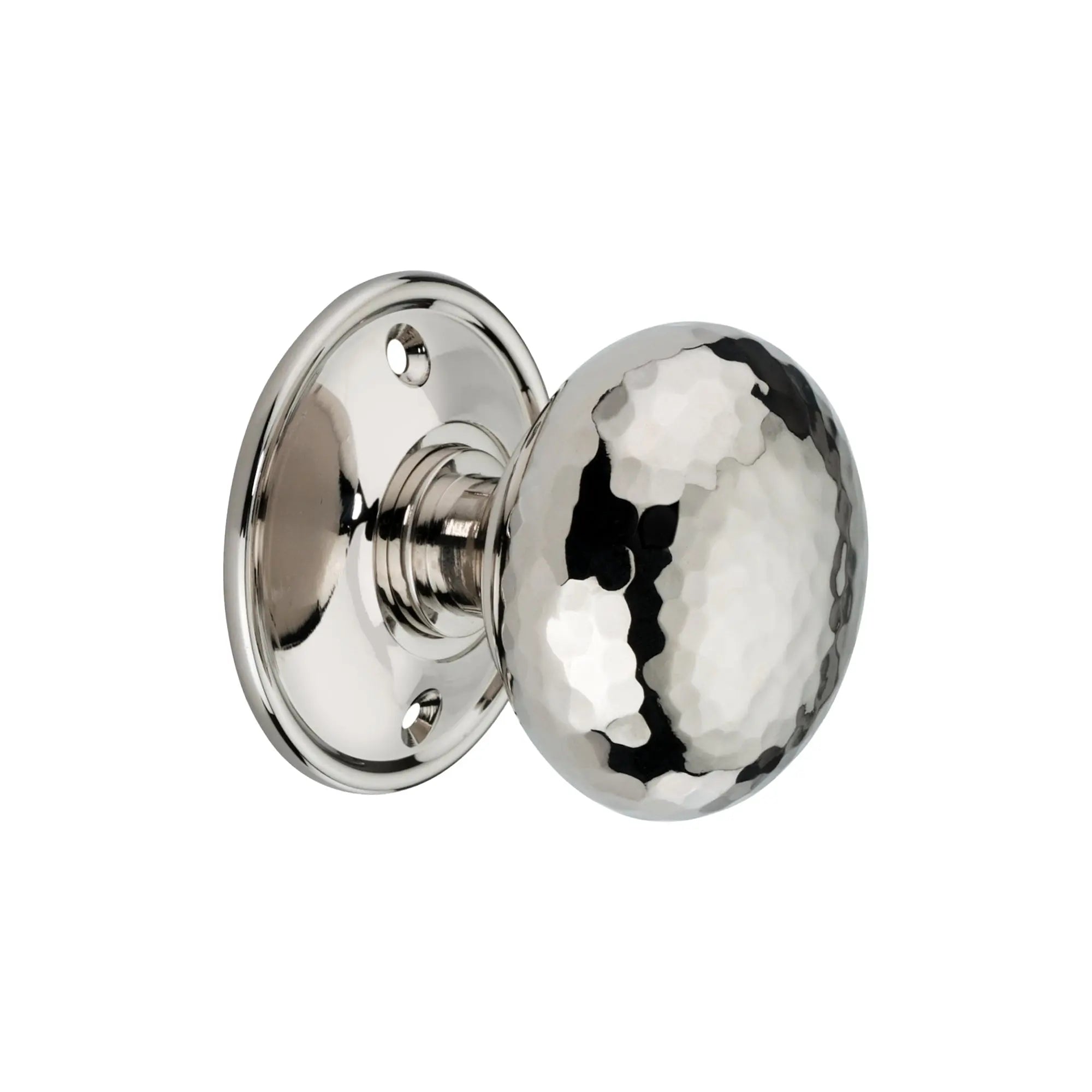 Hammered Cottage Large Mortice/Rim Door Knob Polished Nickel Spira