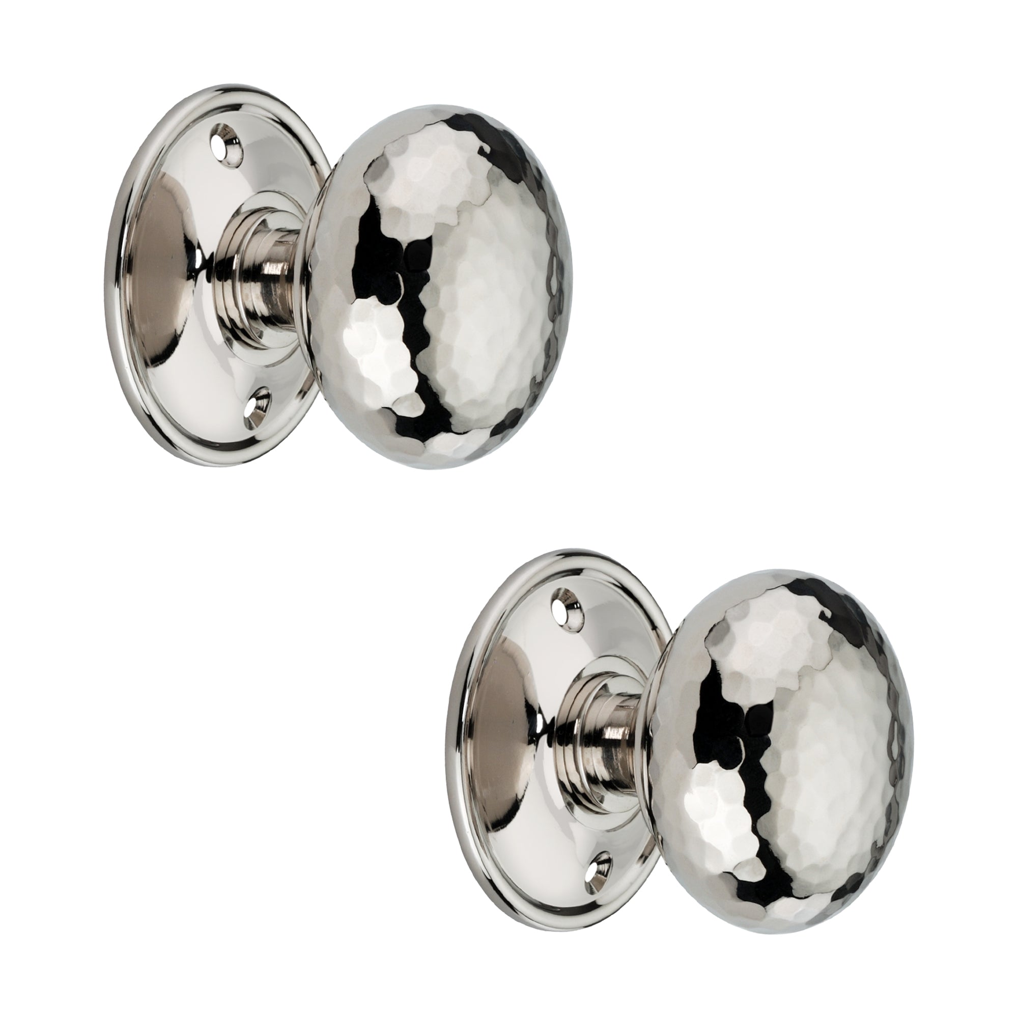 Hammered Cottage Large Mortice/Rim Door Knob Polished Nickel