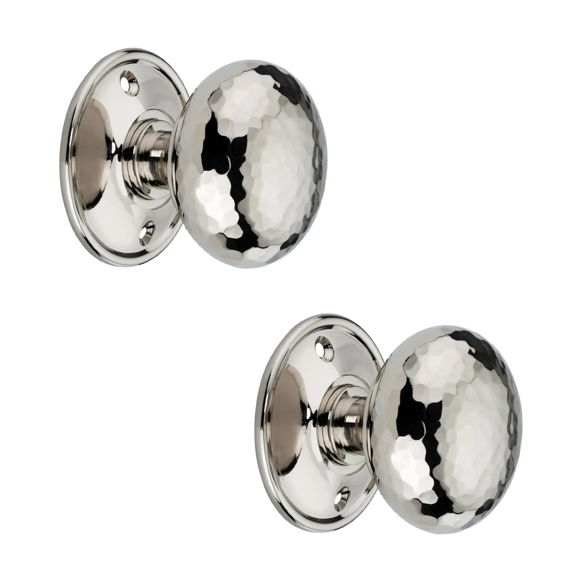 Hammered Cottage Large Mortice/Rim Door Knob Polished Nickel Spira