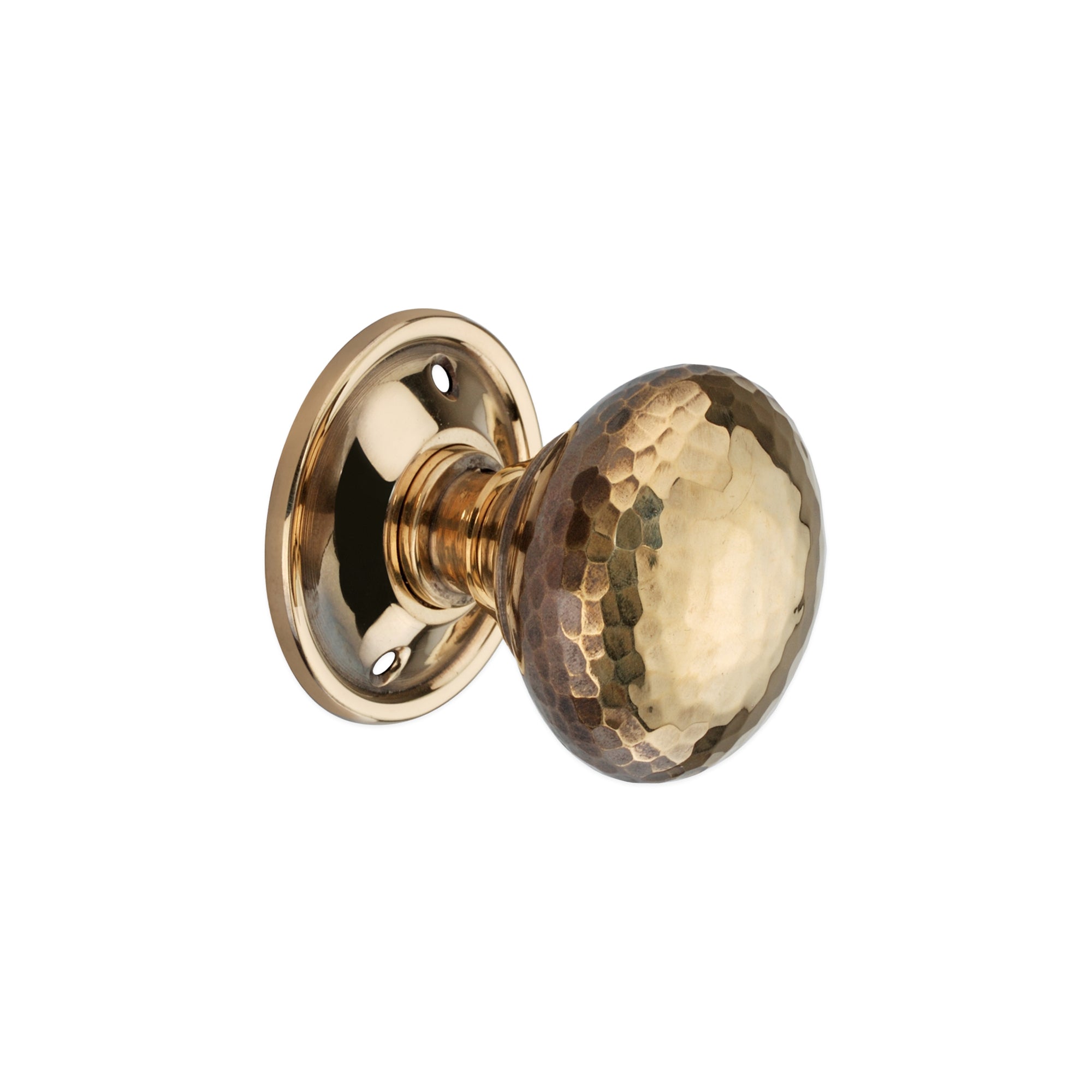 Hammered Mushroom Mortice/Rim Door Knob Aged Brass