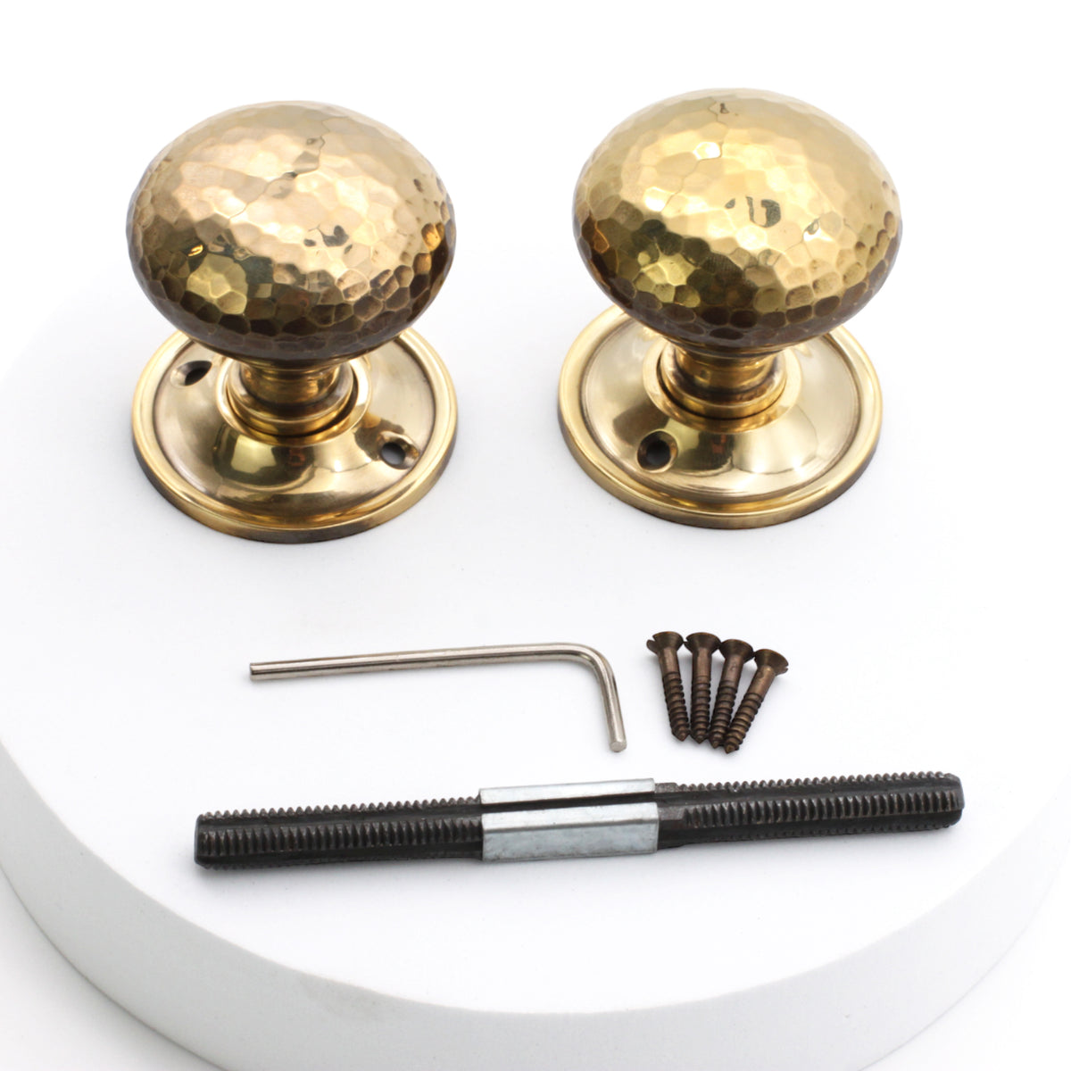 Hammered Mushroom Mortice/Rim Door Knob Aged Brass