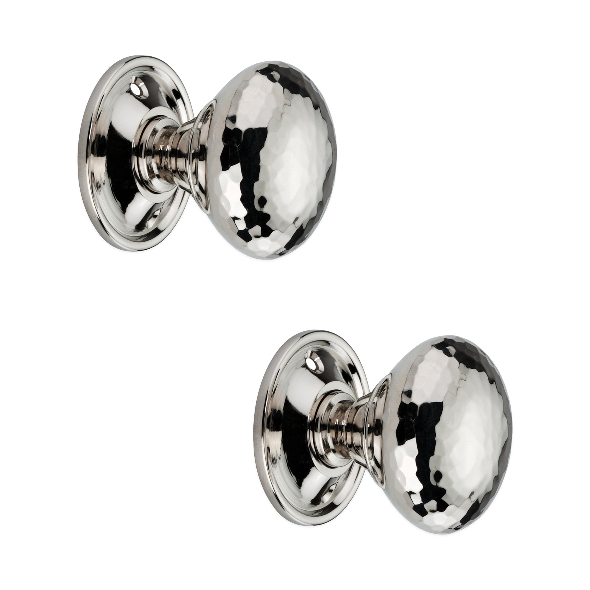 Hammered Mushroom Mortice/Rim Door Knob Polished Nickel