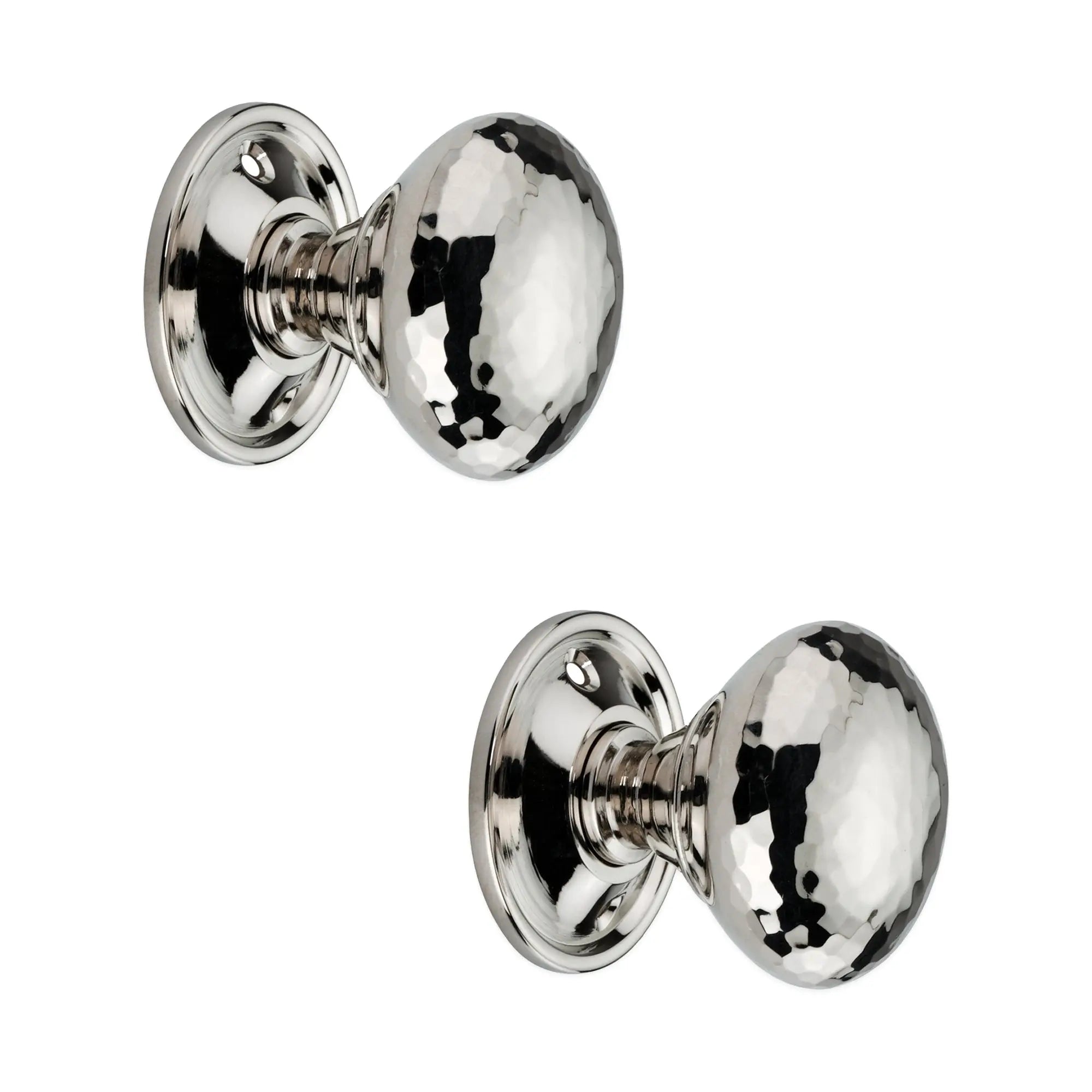 Hammered Mushroom Mortice/Rim Door Knob Polished Nickel Spira
