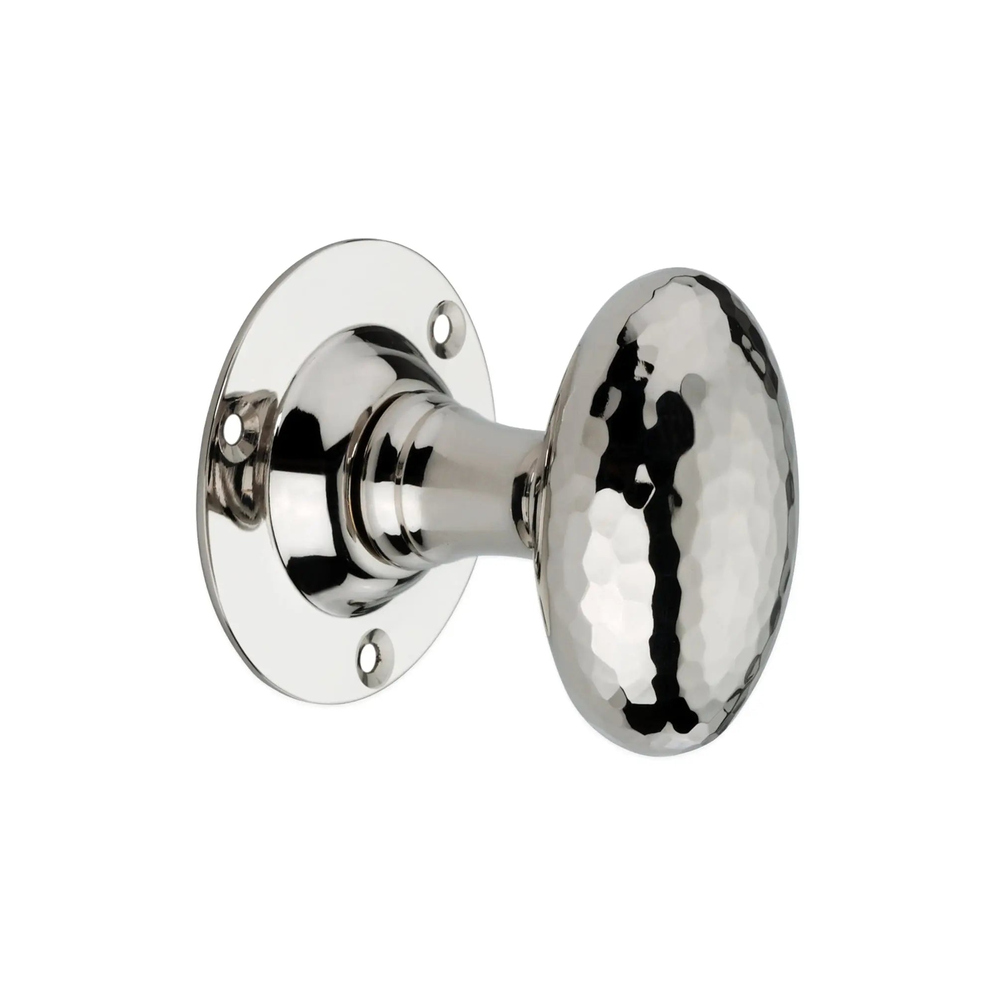 Hammered Oval Mortice Door Knob Polished Nickel Spira