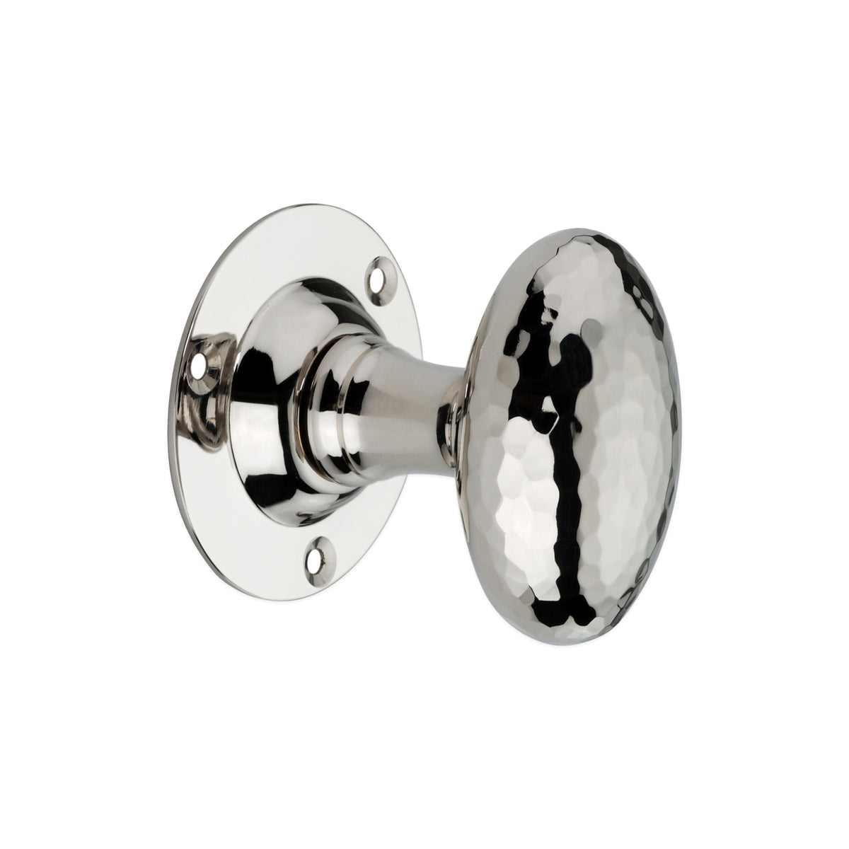 Hammered Oval Mortice Door Knob Polished Nickel