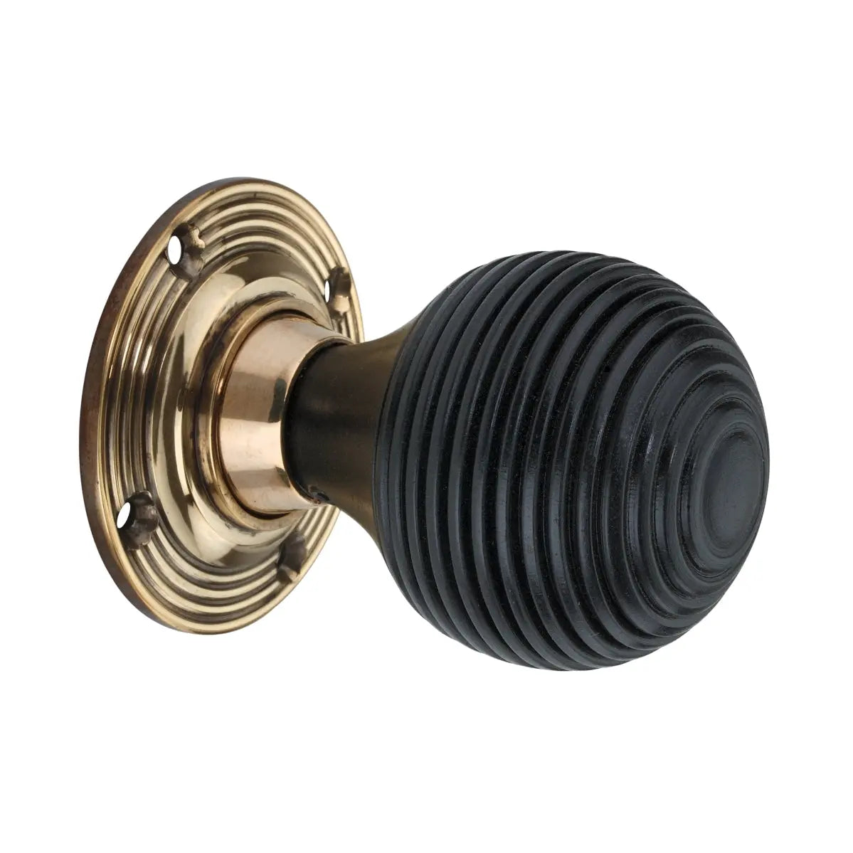 Ebonised Beehive Mortice/Rim Door Knob Aged Brass Spira
