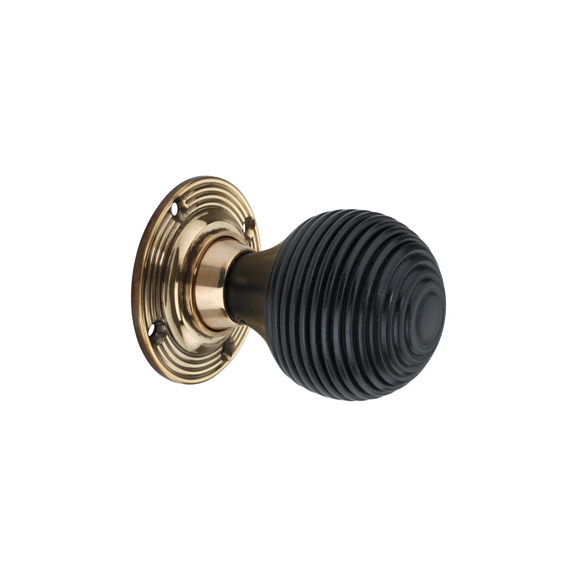 Ebonised Beehive Rim/Mortice Door Knob Aged Brass Spira