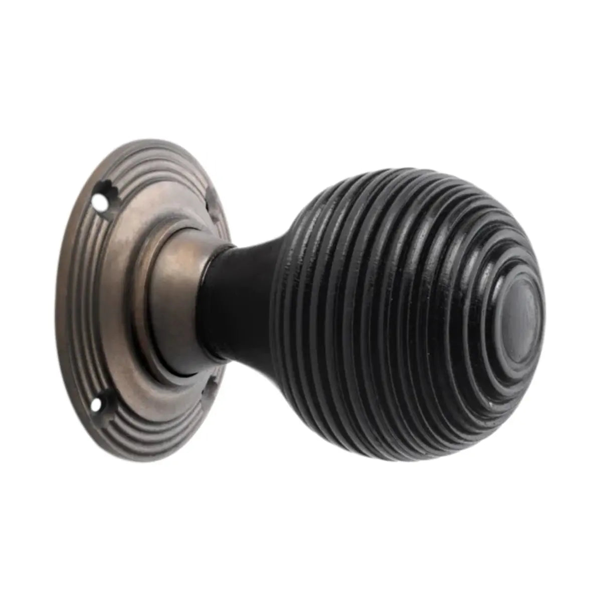 Ebonised Beehive Mortice/Rim Door Knob Matt Antique Spira